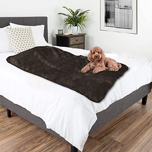 Waterproof Dog Blanket - Soft Reversible Plush Pet Blanket for Couch, Bed & Car - Washable Furniture Protector for Large Dogs & Cats - Dark Coffee Brown - Perfect for Home, Travel & Outdoor Use