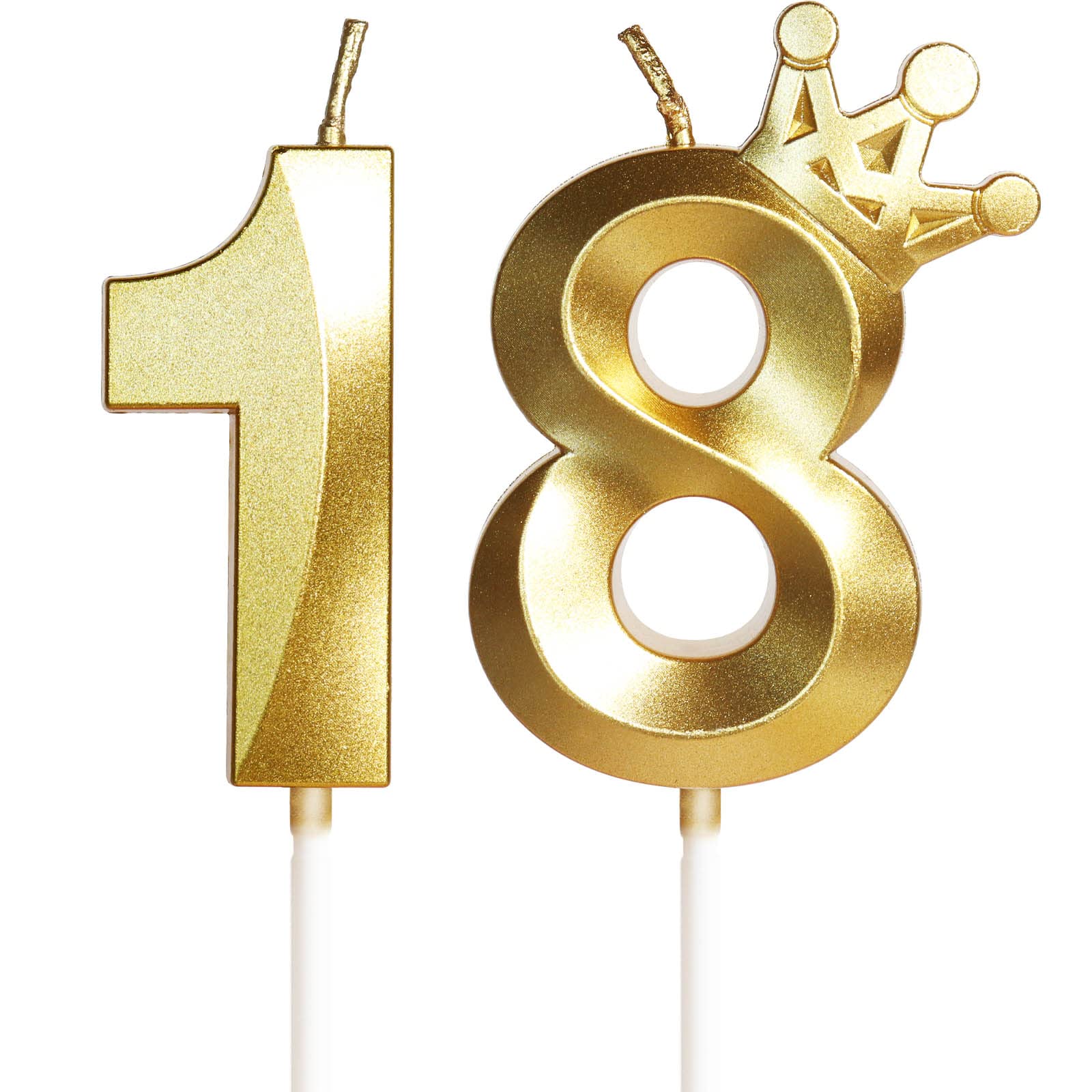 18th Birthday Cake Candles - Gold Number 18 with Crown Topper, 3D Design for Boys, Girls, Women & Men | Perfect for Birthday Parties, Weddings & Anniversary Celebrations | Cake Decorations & Party Supplies