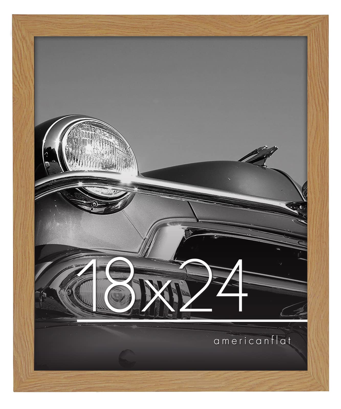 Americanflat 18x24 Poster Frame with Polished Plexiglass - Premium Engineered Wood Picture Frame for Wall Display (Horizontal/Vertical) - Dark Oak Finish - Perfect for Home Decor, Office Art & Gallery Displays