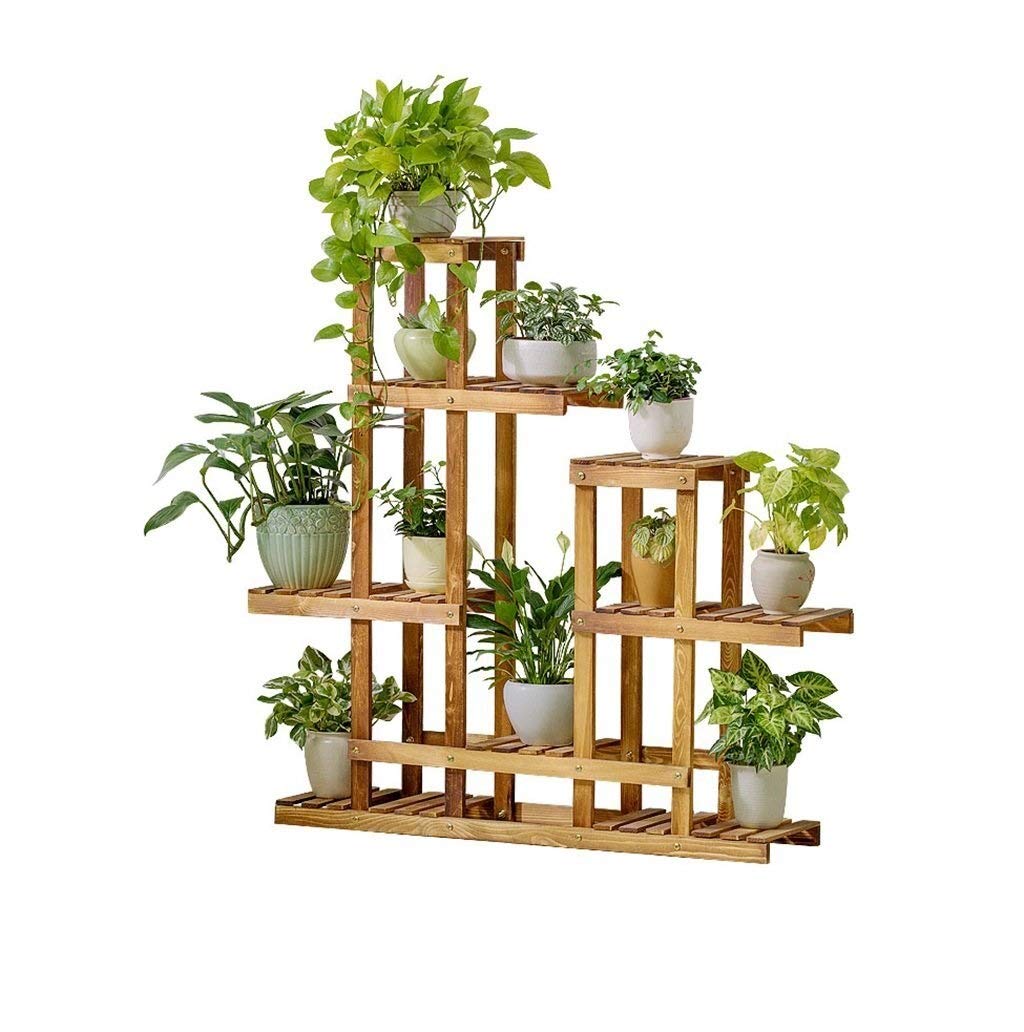 Solid Wood Multi-Tier Flower Stand - 100x25x110cm Plant Pot Storage Rack for Living Room, Balcony & Indoor Decor | Rustic Home Garden Organizer for Potted Plants, Herbs & Flowers (Color A)