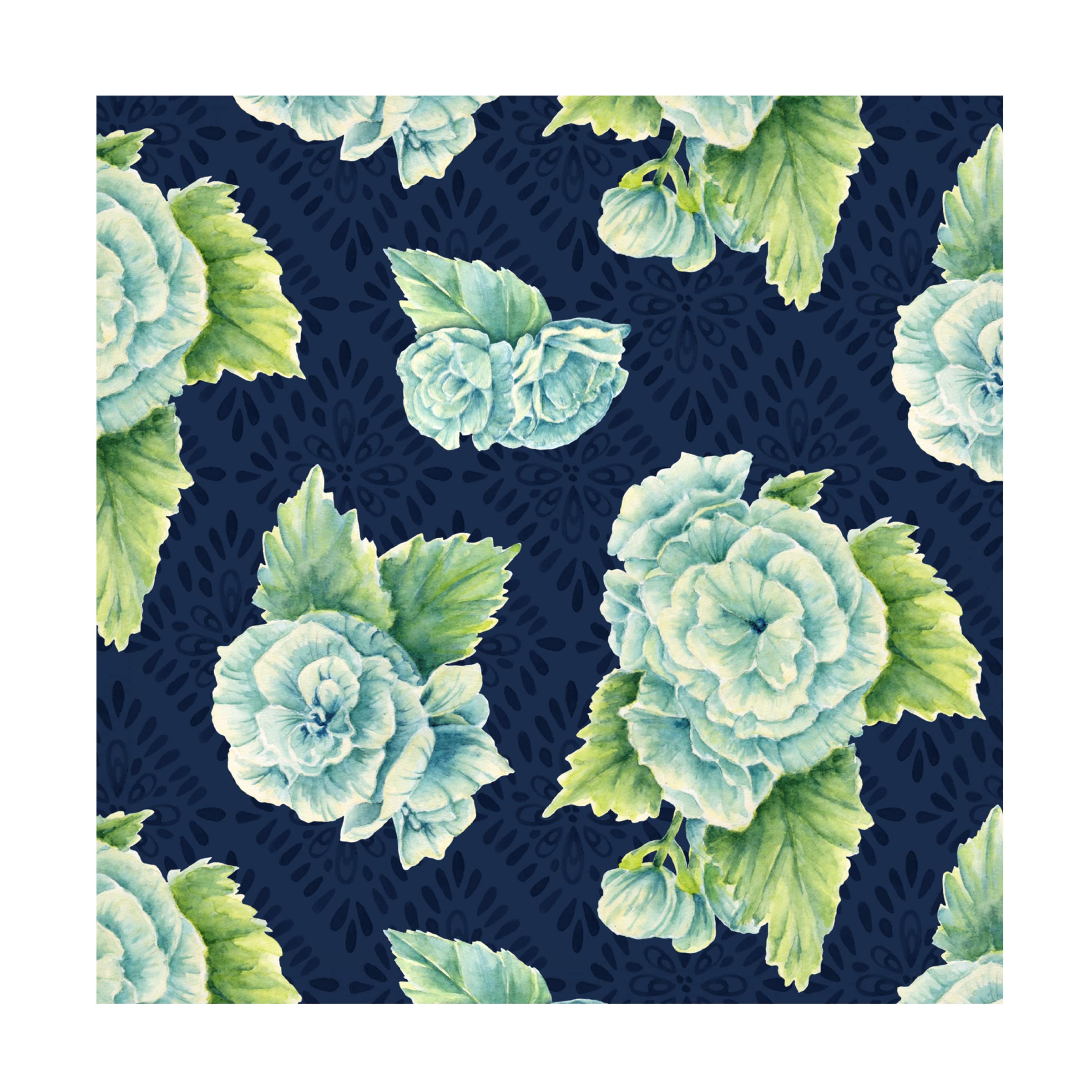 Trademark Fine Art 'Prussian Begonias' Floral Canvas Wall Art Print by Yachal Design - Perfect for Living Room, Bedroom & Office Decor