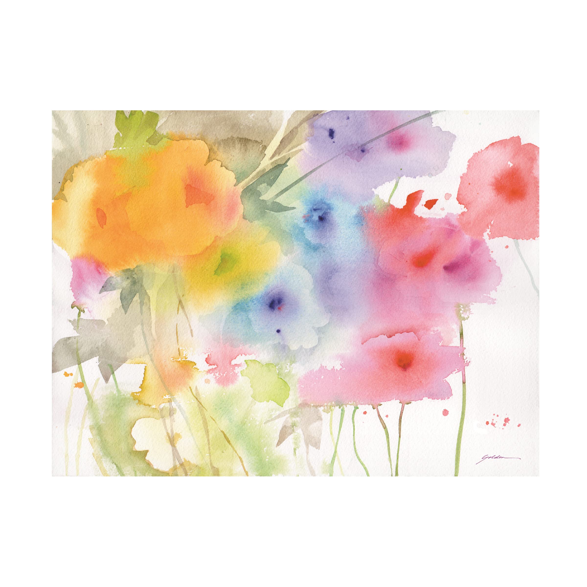 Sheila Golden 'Garden of The Rainbow' Canvas Wall Art Print - Vibrant Floral Landscape Painting for Living Room, Bedroom & Office Decor