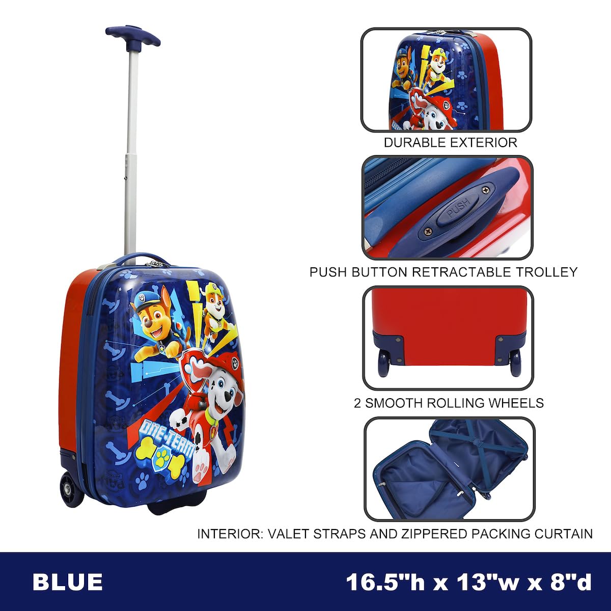 Paw Patrol Kids Travel Roller Suitcase - Lightweight Carry-On Luggage for Boys & Girls - Perfect for Airplane Trips, Vacations & School