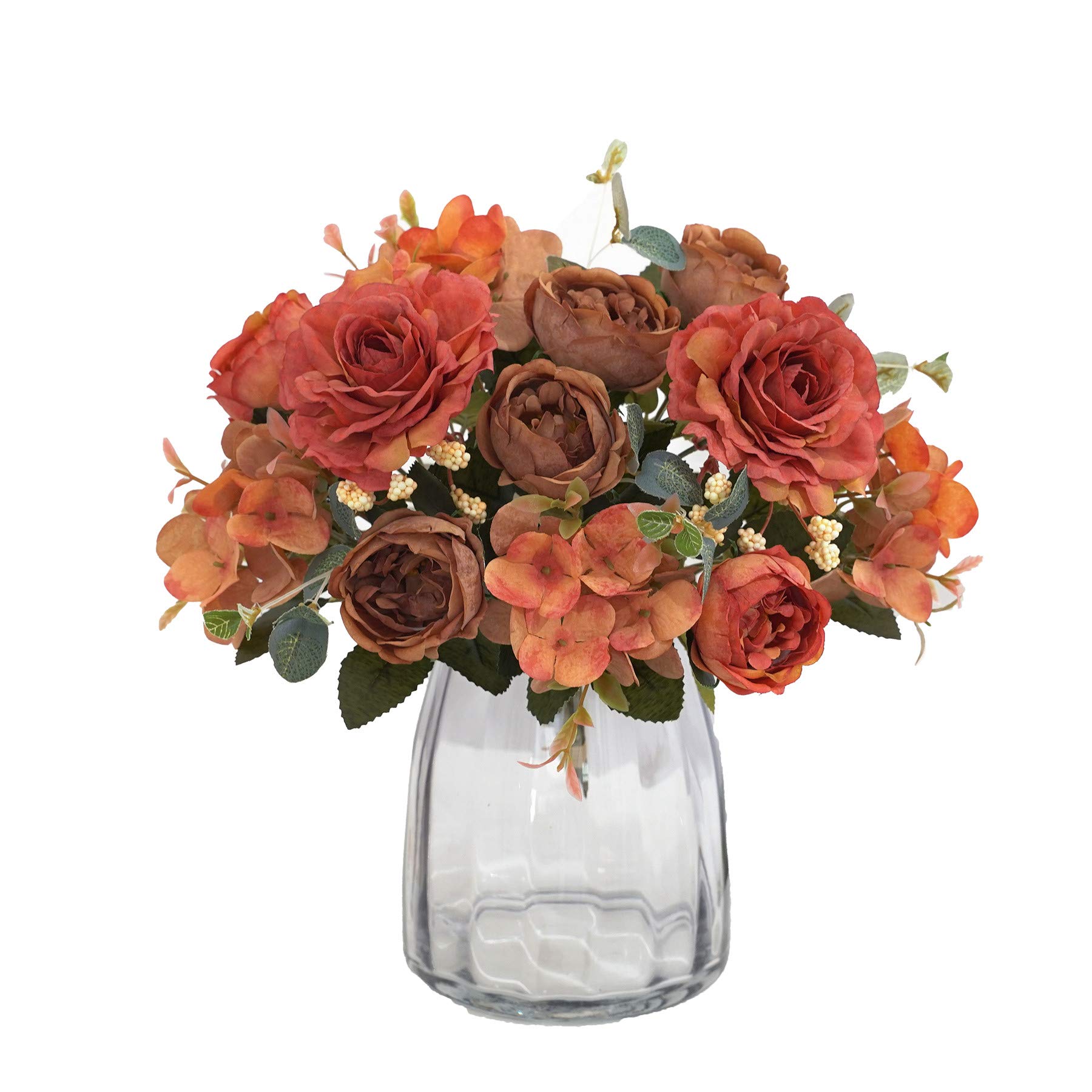 Artificial Silk Peony & Hydrangea Bouquet - Faux Camellia Flower Arrangement for Home Decor, Living Room Centerpiece, Wedding Table Decorations - Perfect for Spring Decor, Bridal Shower & Dining Table Displays