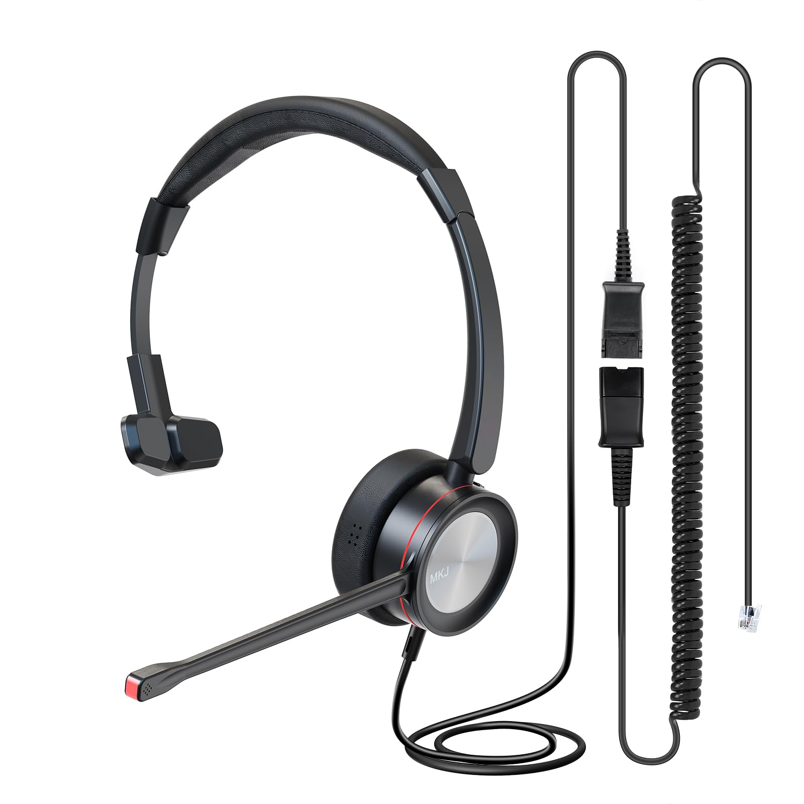 Cisco CP-7821 7841 7861 7941G 7942G 7945G 7962G 7965G 7970 7971G 7975G 8841 8865 8851 9975 Compatible Noise Cancelling Office Phone Headset with Microphone - MKJ Corded RJ9 Call Center Headset for Clear Communication in Busy Work Environments