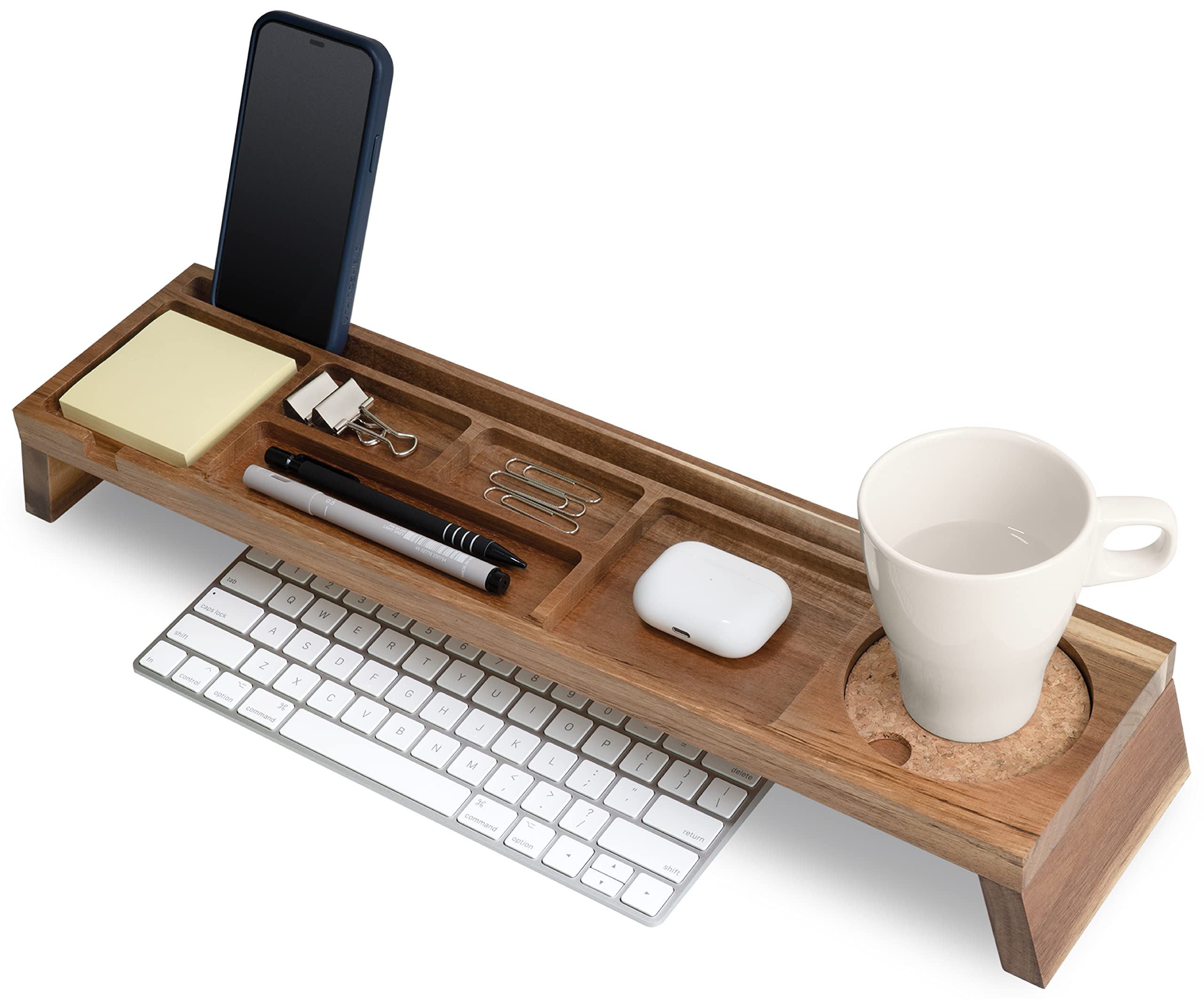 Premium Natural Wood Desk Organizer with Multi-Compartment Storage - Handcrafted Wooden Office Organizer for Home & Workspace - Desktop Pencil Holder & Stationery Tray - Perfect for Office, Study, and Craft Room Organization