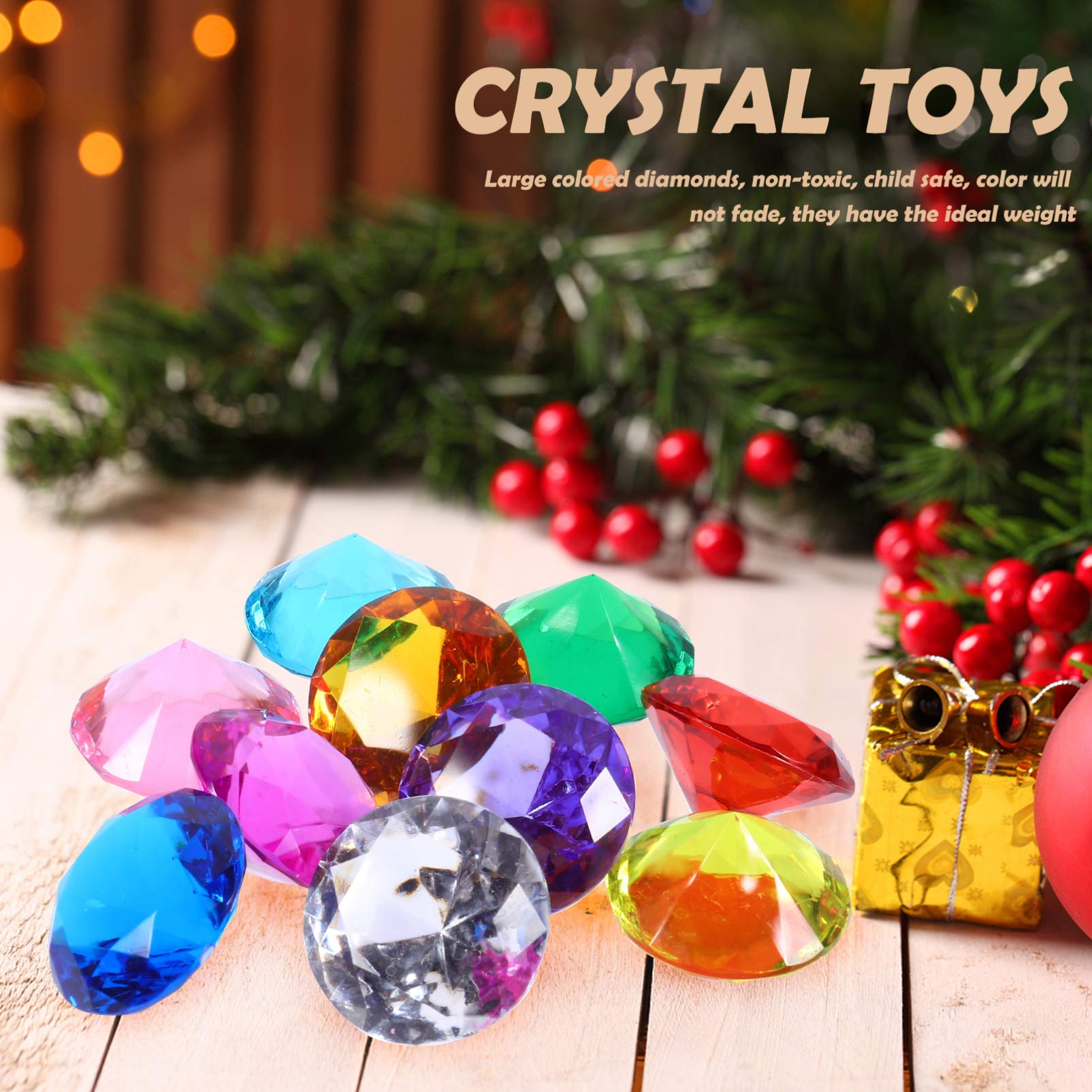 Colorful Plastic Gemstones for Kids - Pirate Diving Toys & Swimming Pool Underwater Gems - Summer Pool Party, Treasure Hunt, and Craft Activities for Children