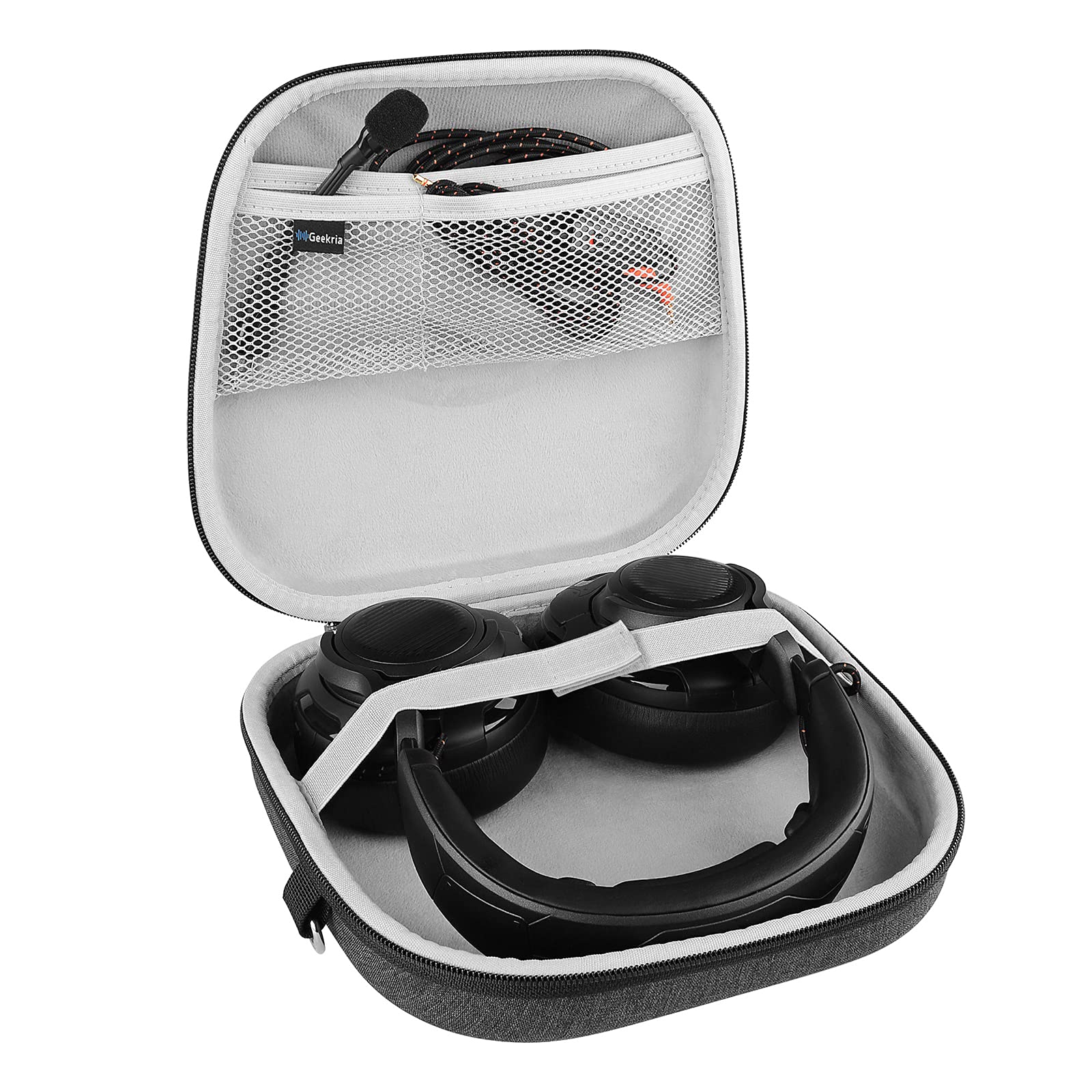 Geekria Protective Hard Shell Headphone Case for JBL Quantum Series (One/300/600/800) - Durable Travel Carrying Bag with Cable Storage - Perfect for Gaming Headsets, Airplane & Commute (Grey)