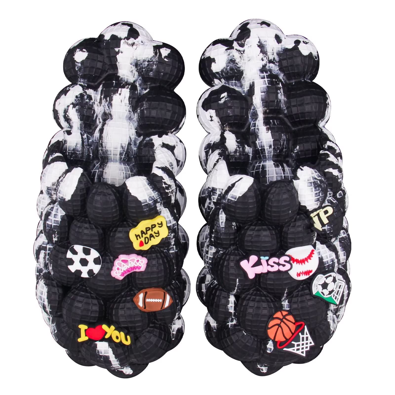 Massage Bubble Slides for Women & Men - Funny Lychee Non-Slip Spa Slippers, Soft Pillow Stress Relief Reflexology Sandals for Home, Gym & Shower - Includes 10 DIY Shoe Charms - Perfect for Relaxation, Foot Care & Indoor Comfort