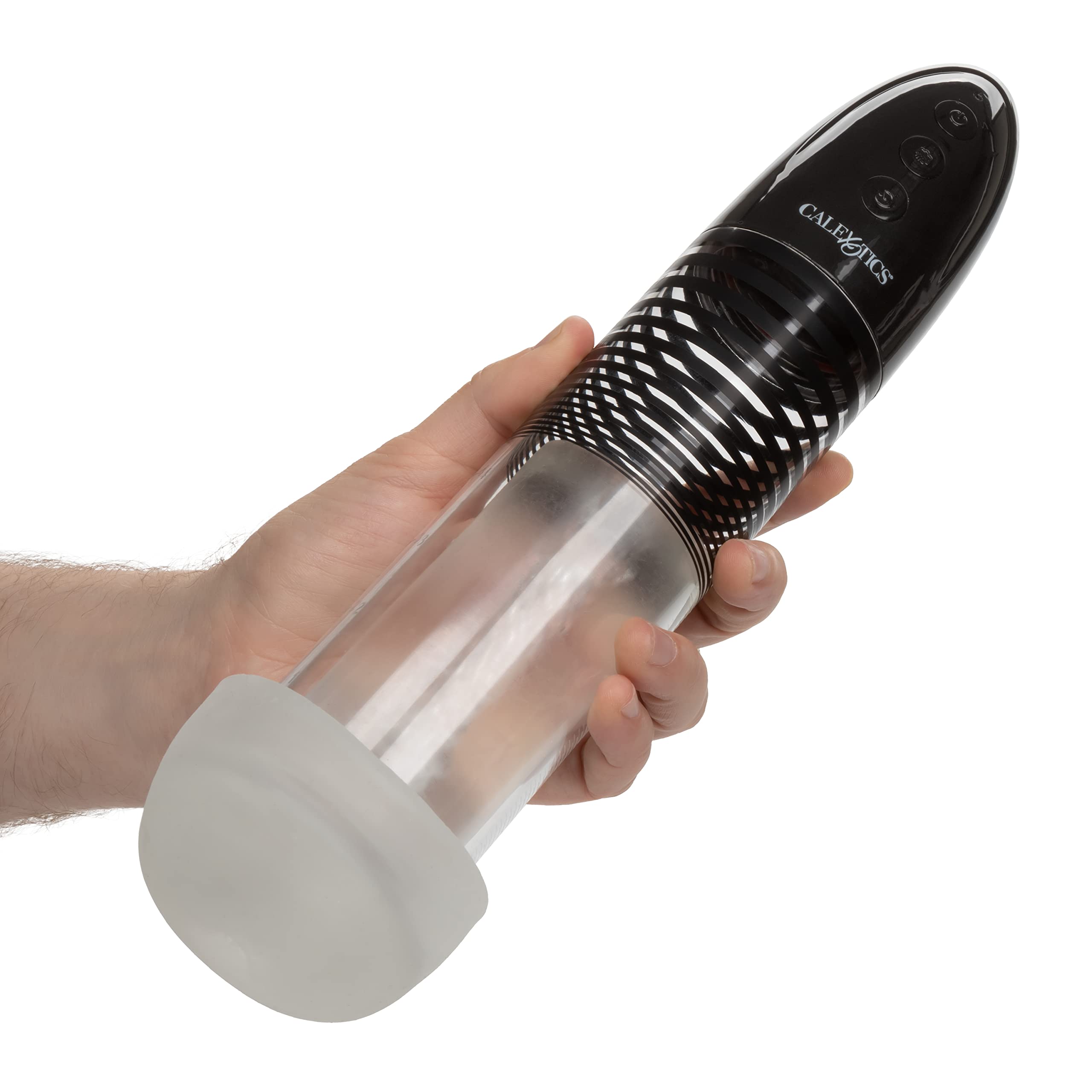 CalExotics Optimum Series Automatic Smart Pump – Male Enhancement Penis Pump with Silicone Stroker Sleeve – Adult Sex Toy for Men – Clear – Enhance Performance & Pleasure in Bedroom & Solo Play