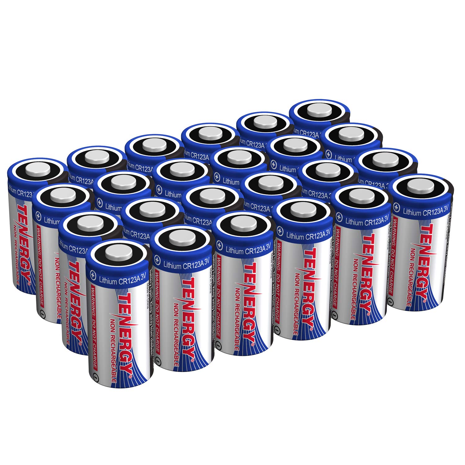 Tenergy 3V CR123A Lithium Battery - 1500mAh High Performance, UL Certified & PTC Protected - 24 Pack Non-Rechargeable Batteries for Cameras, Smart Sensors, Flashlights, and Home Security Systems