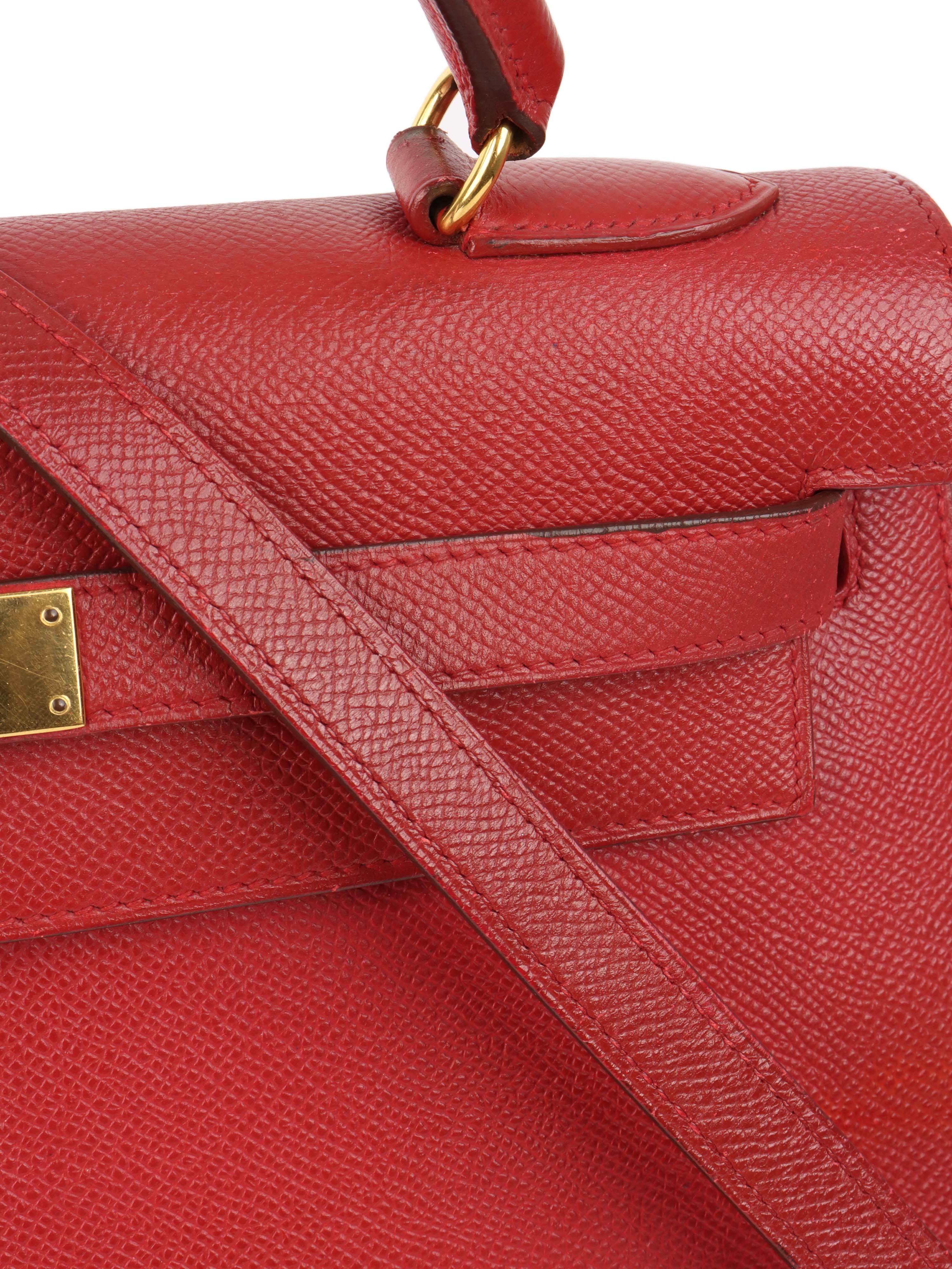 Authentic Hermes Kelly 32 Bag Rouge H Red Gold Hardware 1994 Vintage - Luxury Handbag for Women, Perfect for Parties & Special Occasions