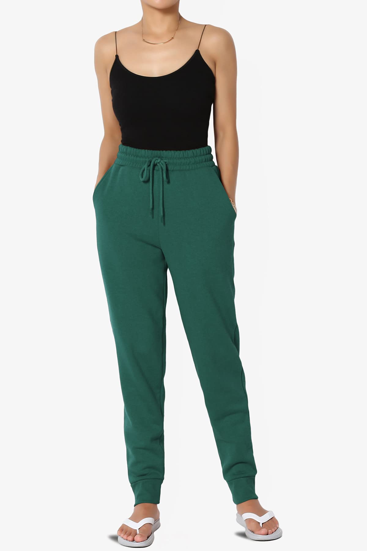 TheMogan Active Lounge Comfy Cotton Blend Drawstring Waist Jogger Sweat Pants for Women - Soft Casual Workout Yoga Pants with Pockets - Perfect for Running, Gym, Travel & Relaxing at Home