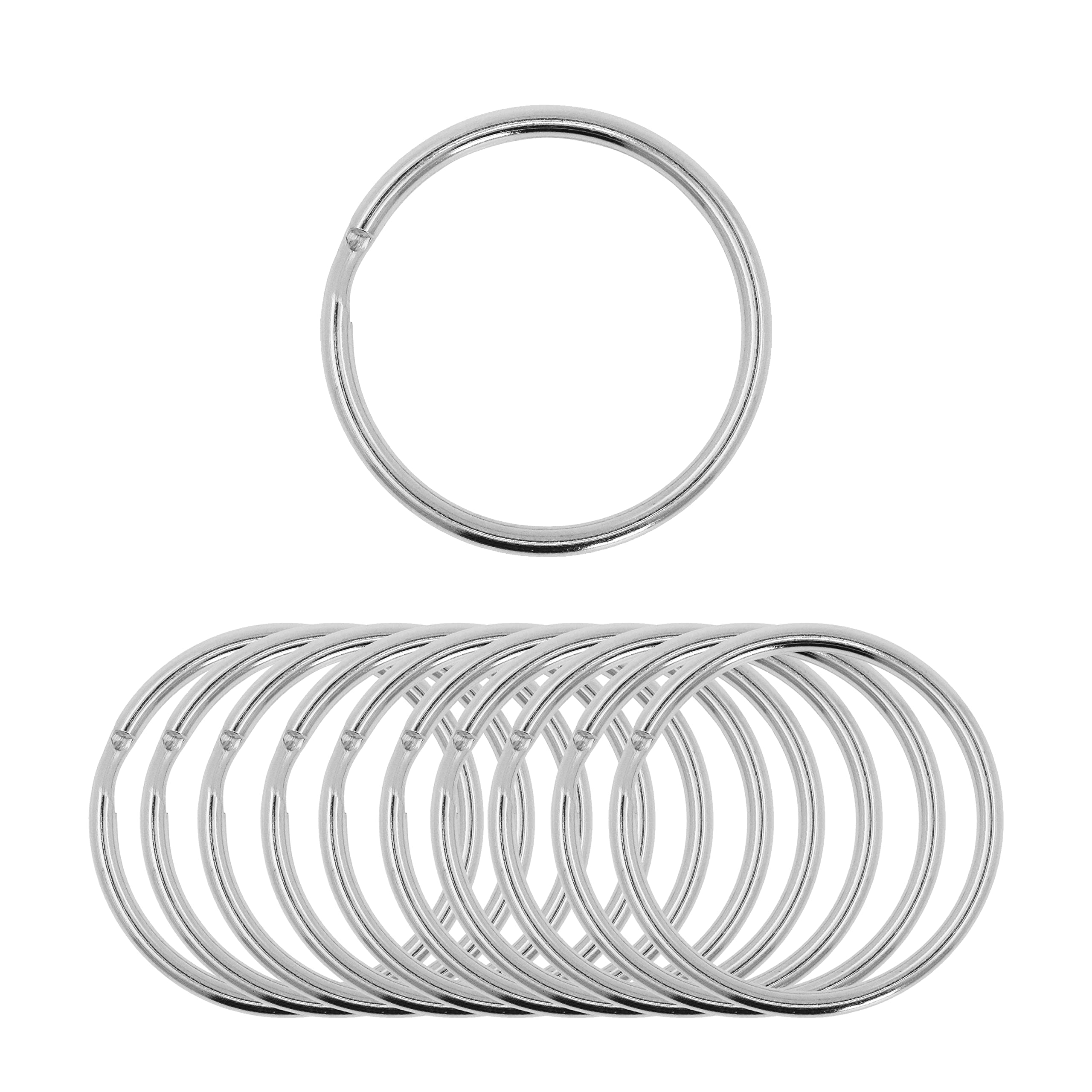 1.25 Inch Round Silver Metal Key Rings Bulk Set of 100 - Split Keychain Rings for DIY Crafts, Car Keys & Home Organization - Durable Mandala Keyrings for Jewelry Making, Gift Tags & Key Management