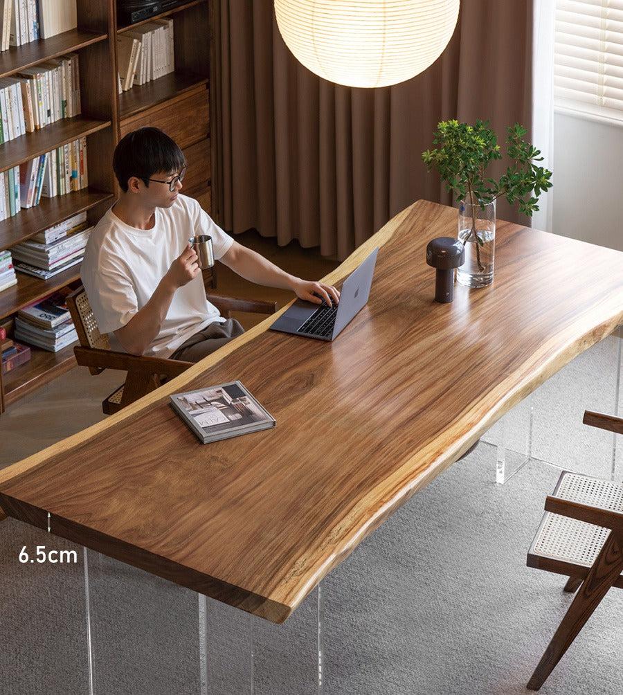 Premium Black Walnut Solid Wood Dining Table with Natural Edge - Large Top for Kitchen, Dining Room & Home Decor
