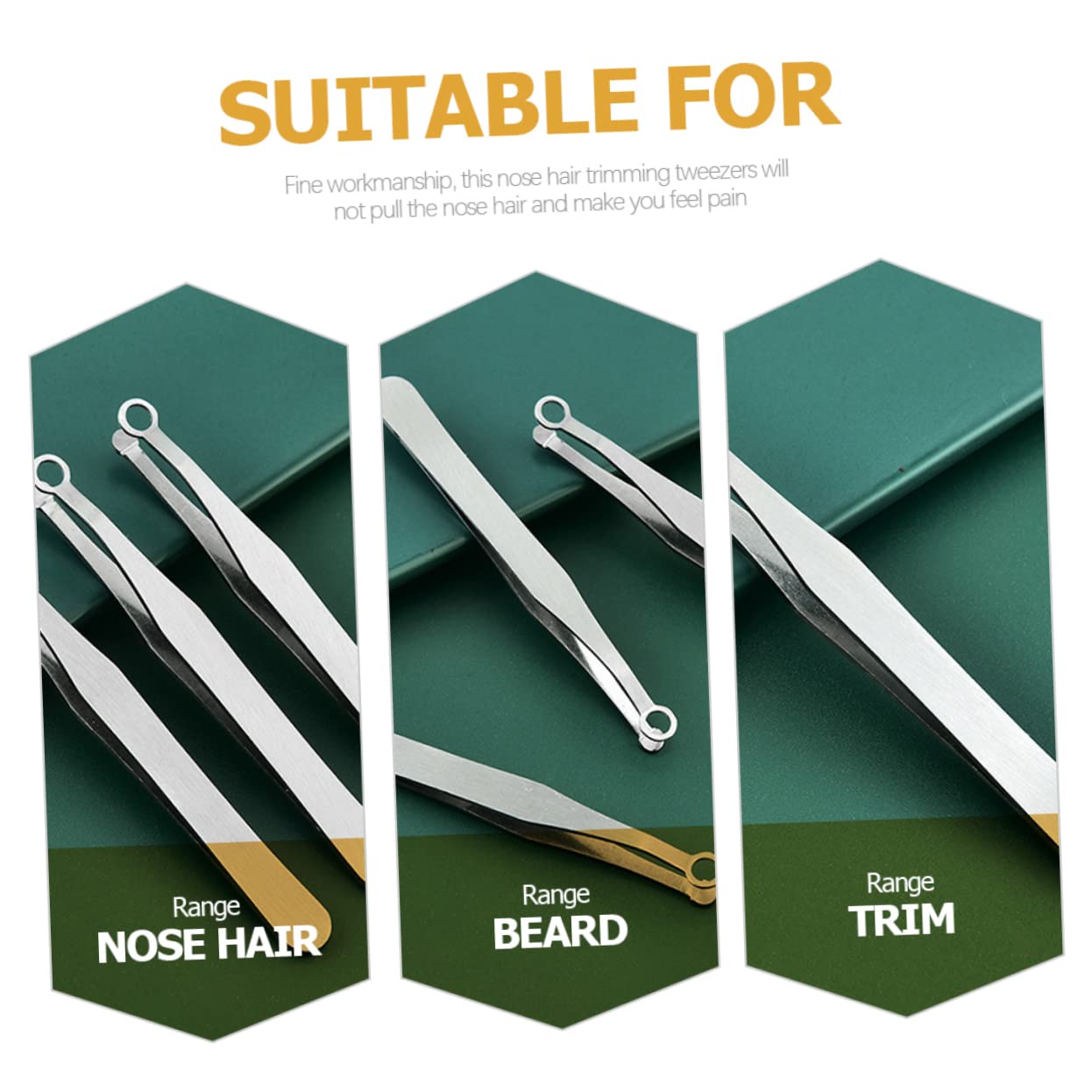 Ipetboom 4-Piece Round Nose Hair Trimmer Set - Stainless Steel Mustache & Nose Hair Clipper with Round Head Tweezers for Men | Perfect for Grooming, Travel & Personal Care