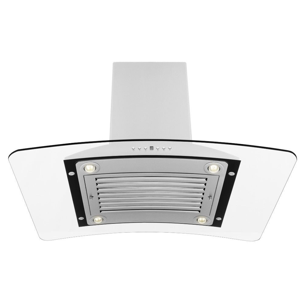 ZLINE GL9i Stainless Steel & Glass Convertible Range Hood - Island Mount Ventilation for Kitchen - Perfect for Modern & Open-Concept Homes