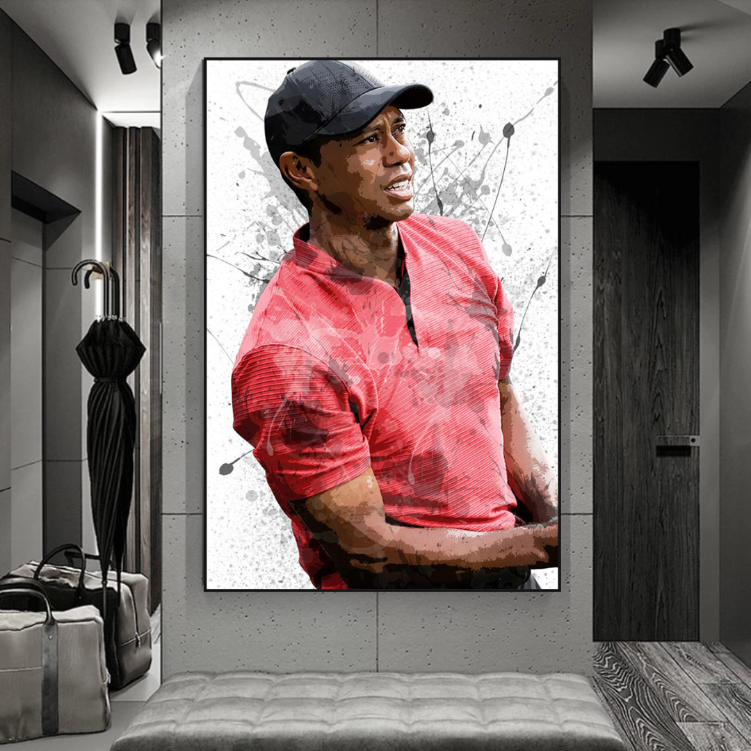 Tiger Woods Canvas Wall Art - High Quality Sports Decor for Golf Fans | Perfect for Home, Office & Man Cave Decorations