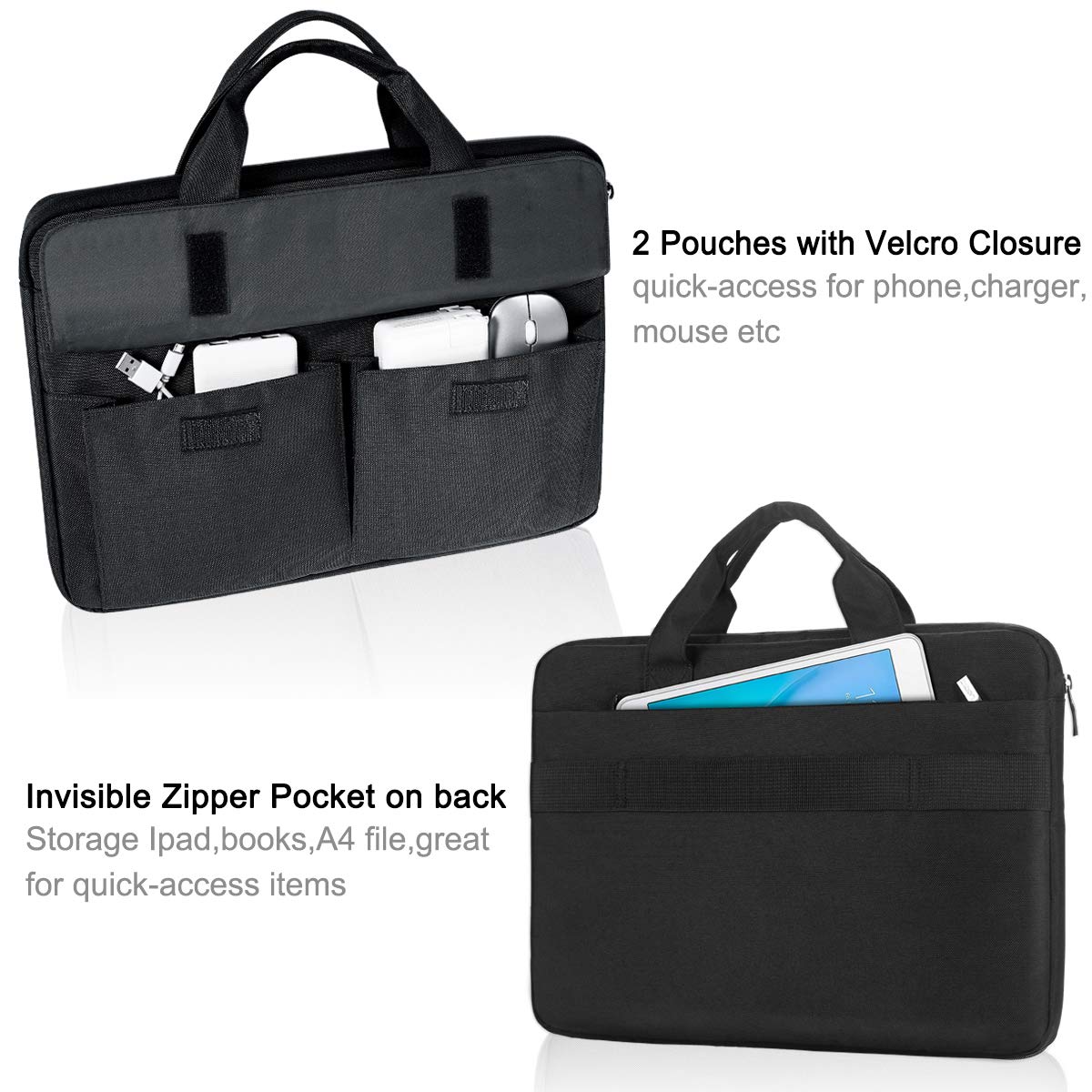 LANDICI 13-14 Inch Slim Waterproof Laptop Sleeve with Shoulder Strap - Compatible with MacBook Air 13/13.3 M1 M2, MacBook Pro 13/14 & Chromebook 14 - Lightweight Protective Carrying Case for Work, School & Travel (Black)
