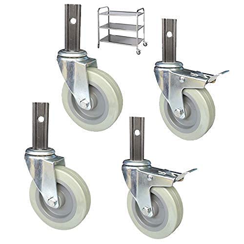 4 Inch Heavy Duty PU Swivel Plate Casters - 4 Pack with Square Tube Bracket - 300kg Capacity Silent Wheels for Kitchen Trolleys, Hotel Carts, Workbenches & Industrial Furniture - Noiseless Smooth Rolling Mobility Solution
