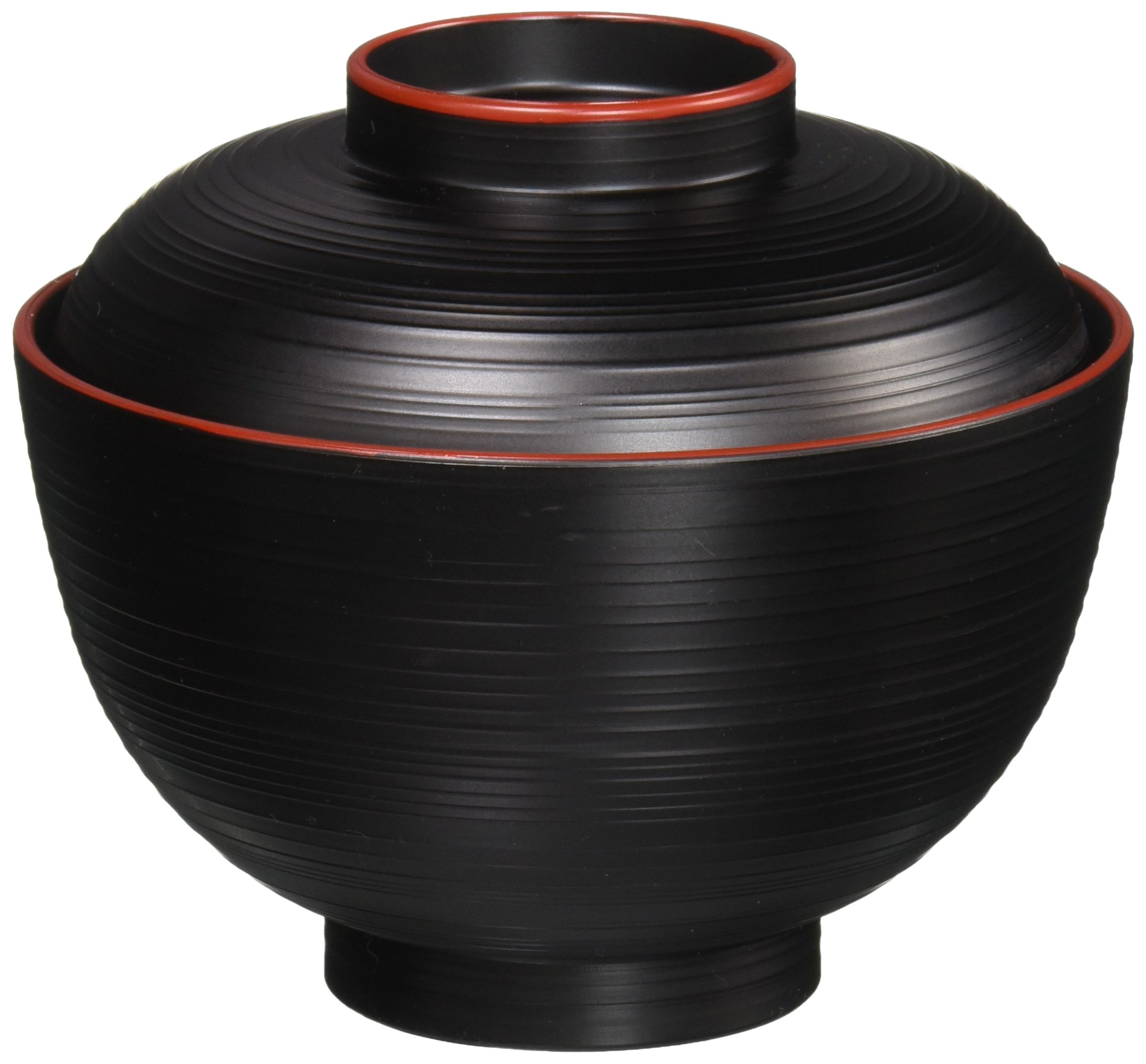 Premium Japanese Soup Rice Bowl with Lid - HSWF201B Black | Microwave & Dishwasher Safe | Perfect for Ramen, Udon & Miso Soup at Home or Office