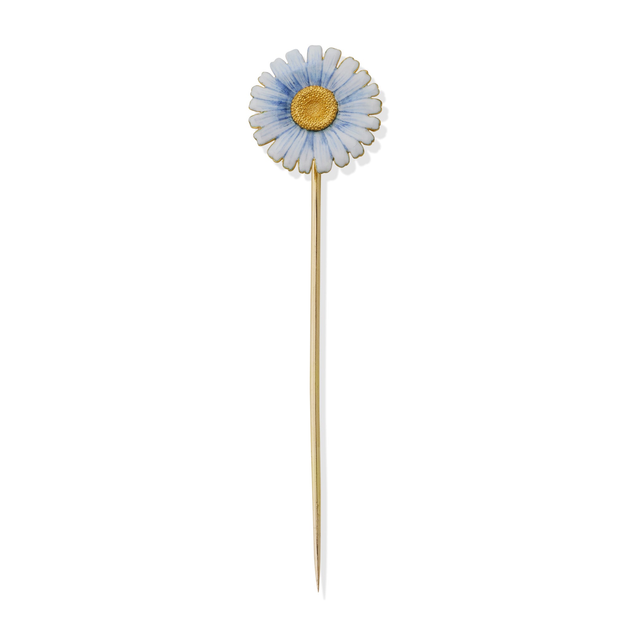 Vintage Tiffany & Co. Daisy Enamel Stick Pin - Antique Floral Brooch for Collectors, Gift for Her, Bridal Jewelry & Vintage Fashion Accessory
