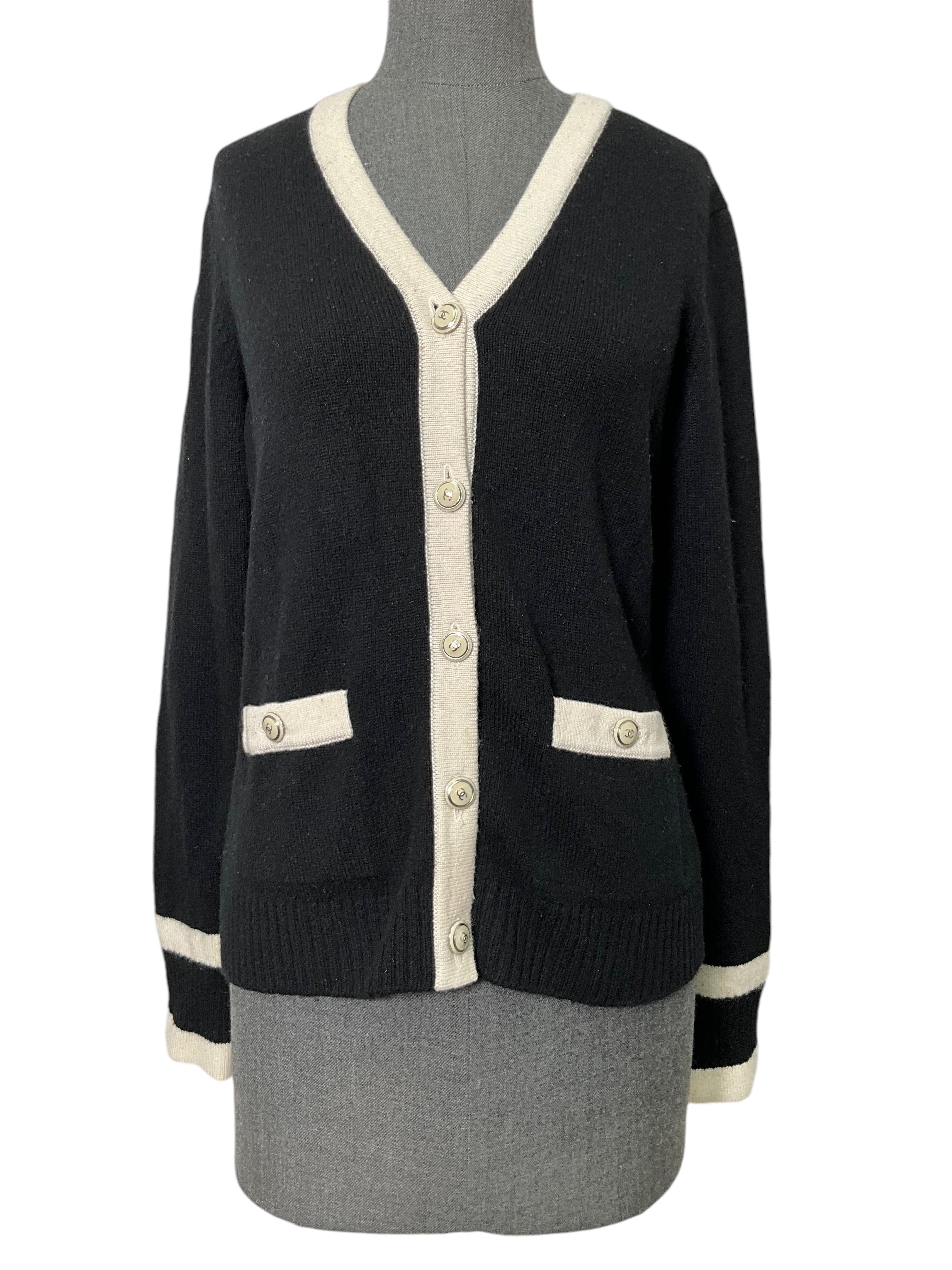 Chanel 07C Cashmere CC Logo Button Cardigan Sweater for Women - Size Medium | Luxury Knitwear for Fall & Winter | Perfect for Office, Date Night & Holiday Parties
