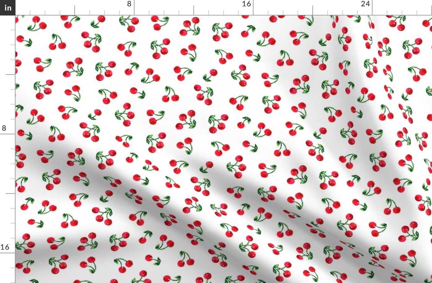 Cherry Picnic Fruit Play Garden Printed Fleece Fabric - White Spring Summer Pattern for Girls - Fat Quarter for Sewing Blankets, Loungewear & No-Sew DIY Projects - Perfect for Baby Clothes, Home Decor & Crafting