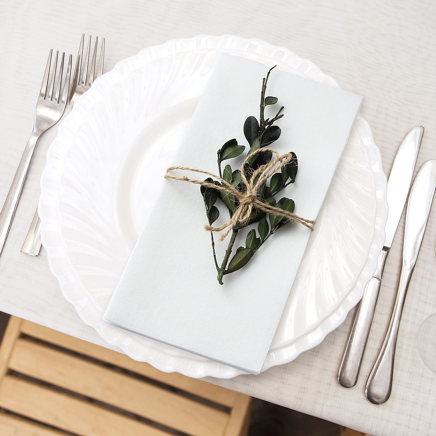 LEKOCH 50 Pack Premium Disposable White Linen Napkins - Soft Guest Hand Towels for Bathroom, Party, Wedding, Dinner & Special Events | Ideal for Restaurants, Hotels, and Home Entertaining