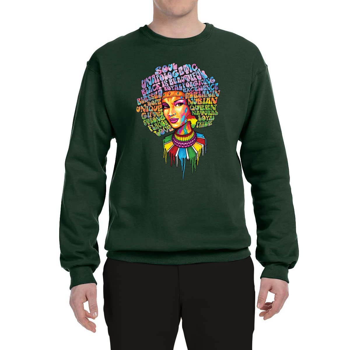 Wild Bobby Words of Character Strong Black Woman Black Pride Unisex Crewneck Graphic Sweatshirt - Comfortable Cotton Pullover for Casual Wear, Street Style & Empowerment Outfits