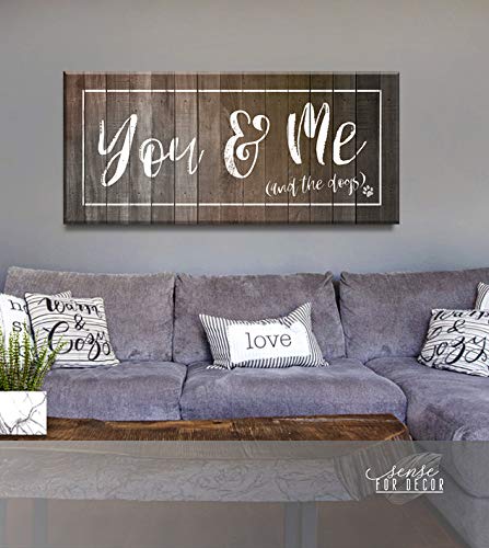 Dog Signs for Home Decor - Couples Bedroom Wall Art (42x19)