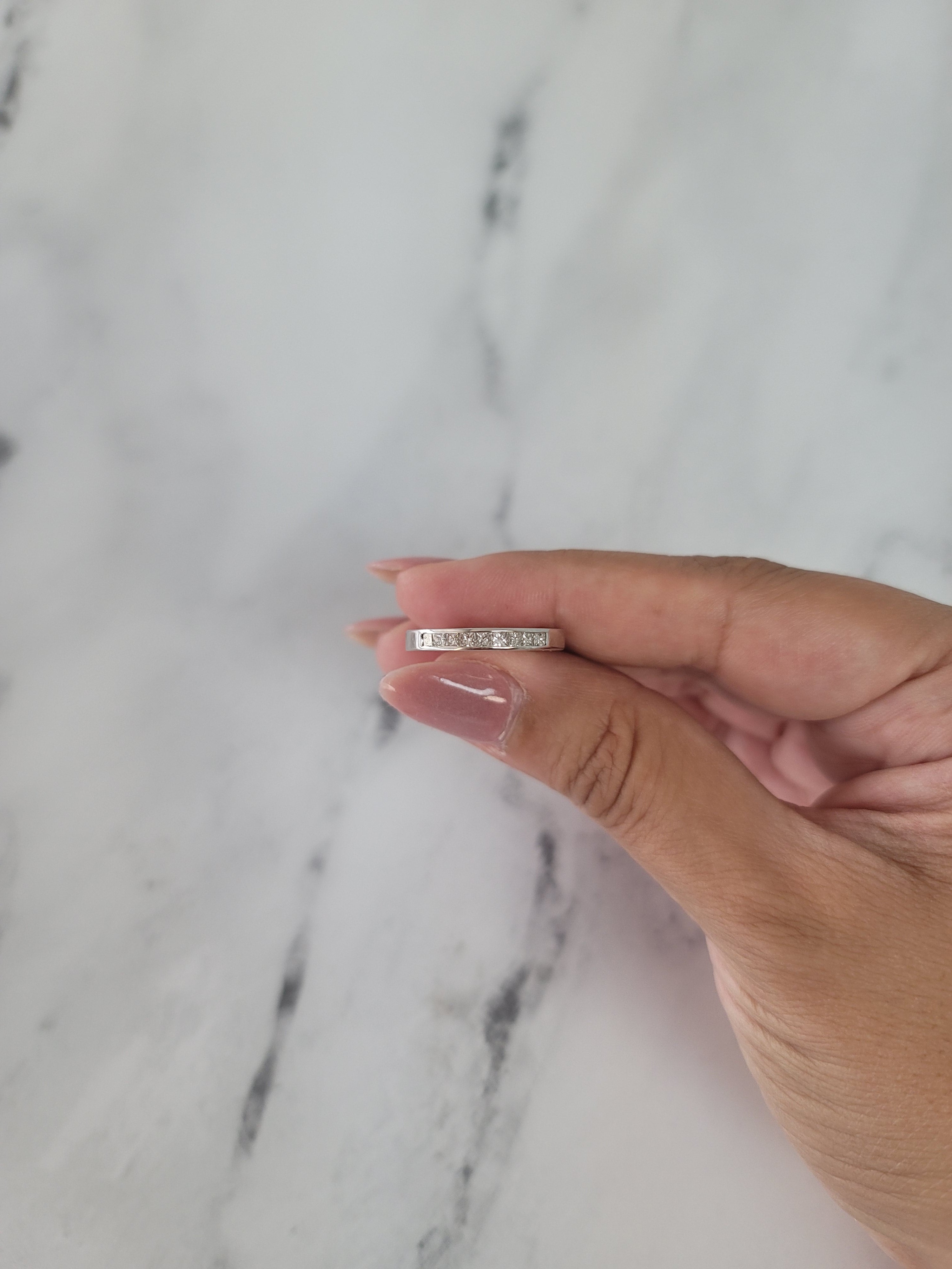 Princess Cut Channel Set Diamond Wedding Band for Women – Elegant & Timeless Engagement Ring for Brides, Anniversaries & Special Occasions