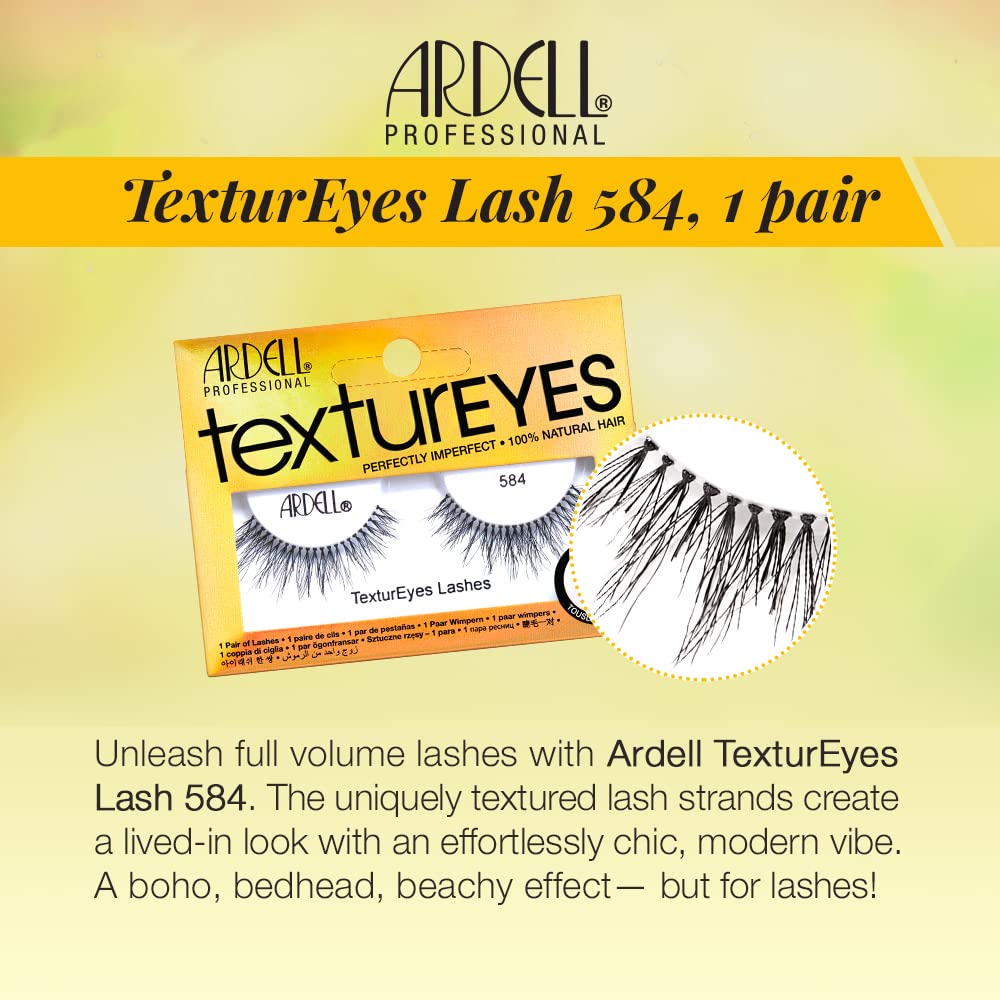 Ardell TextureEyes False Lashes 584 - Tousled Texture Reusable Eyelash Strips for Dramatic Eye Enhancement (1 Pair) - Perfect for Parties, Weddings & Special Occasions