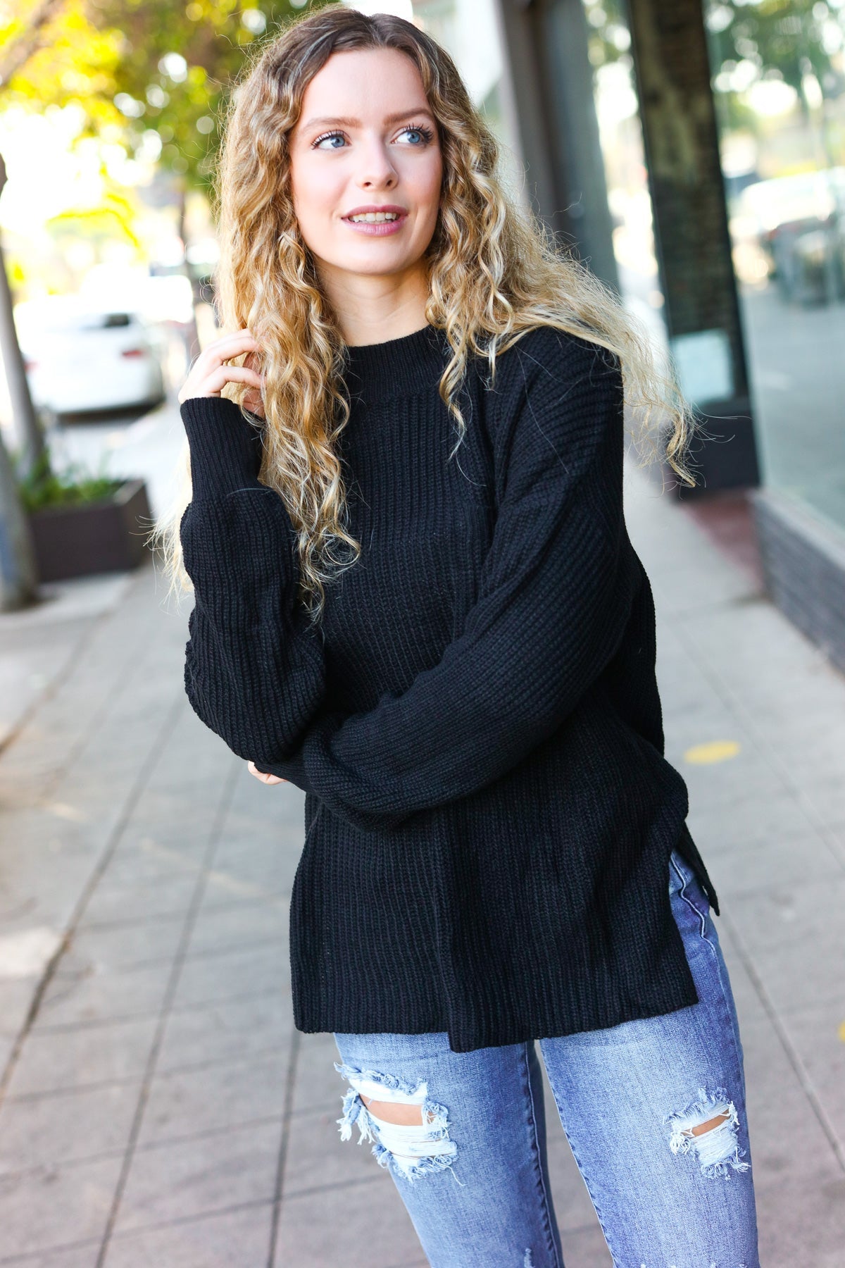 Elegant Black Mock Neck Knit Sweater with Chest Pocket - Women's Casual Winter Pullover for Office, Date Night & Holiday Outfits