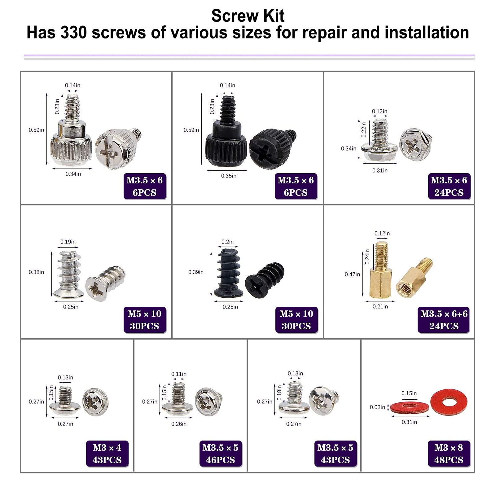 Premium Metal Computer Screw Kit - 120pcs PC/Laptop Repair Screws Set for Motherboard, SSD, HDD Installation - Durable Stainless Steel Hardware for Home & Office Computer Maintenance & DIY Projects