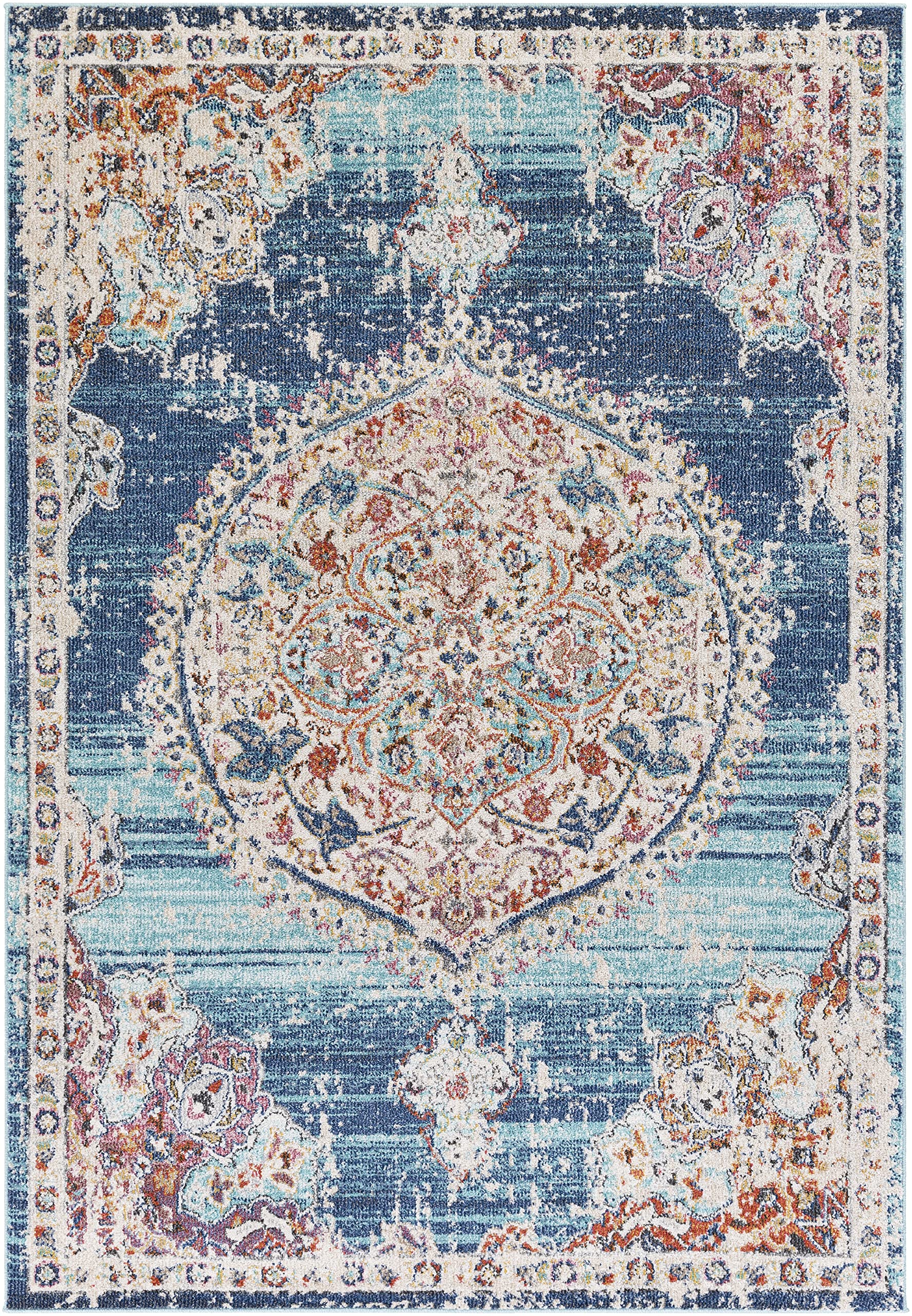 Mark&Day 8x10 Kreel Traditional Navy Area Rug - Blue Purple Grey Handmade Carpet for Living Room, Bedroom, Kitchen | Soft Non-Slip Floor Mat for Home Decor, Dining Area & Office (7'10