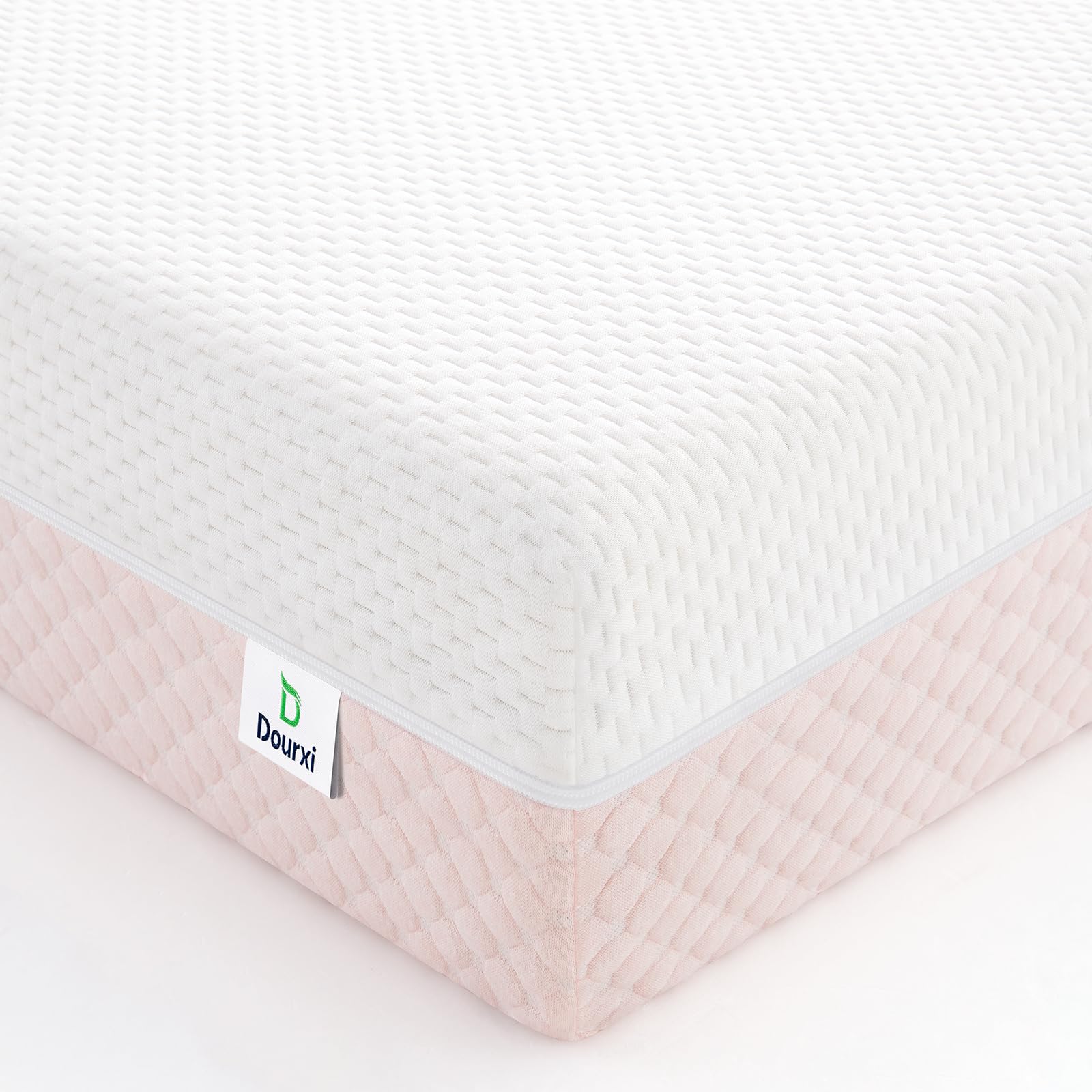Dual-Sided Memory Foam Crib Mattress for Infants & Toddlers - Breathable 3-Layer Premium Baby Mattress with Removable Cover (White & Pink) | Safe & Comfortable for Nursery, Daycare & Travel