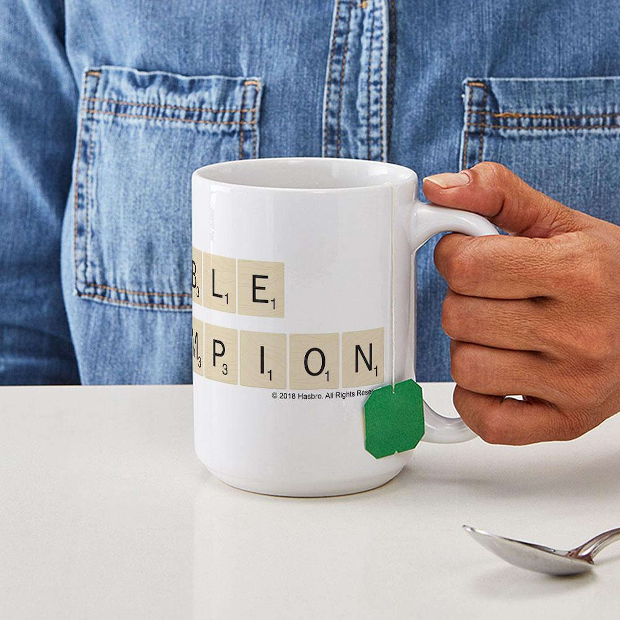 Scrabble Champion 15 oz Ceramic Coffee Mug - Perfect for Coffee, Tea & Hot Drinks - Great Gift for Board Game Lovers & Word Puzzle Enthusiasts - Ideal for Home, Office or Game Nights