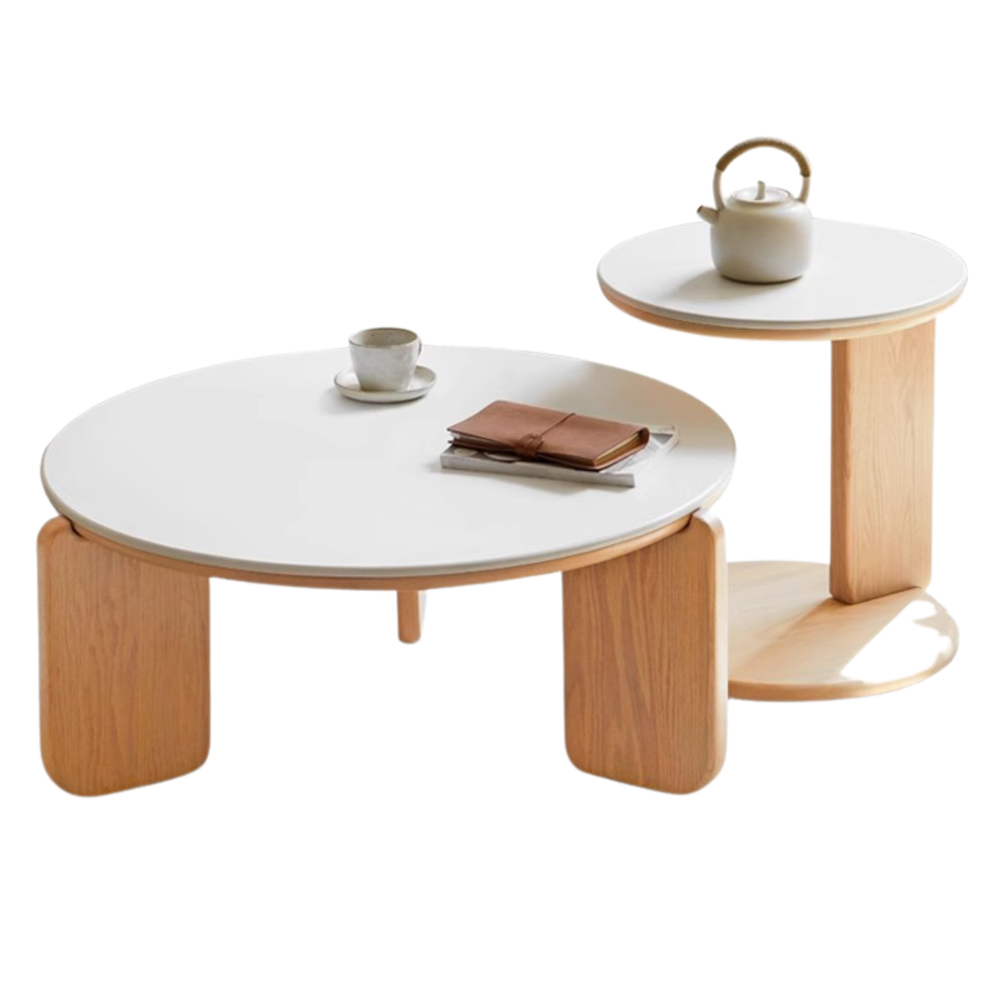 Solid Wood Coffee Table - Oak, Ash, Poplar with Slate Top | Rustic Modern Living Room Furniture for Home Decor & Entertainment Areas