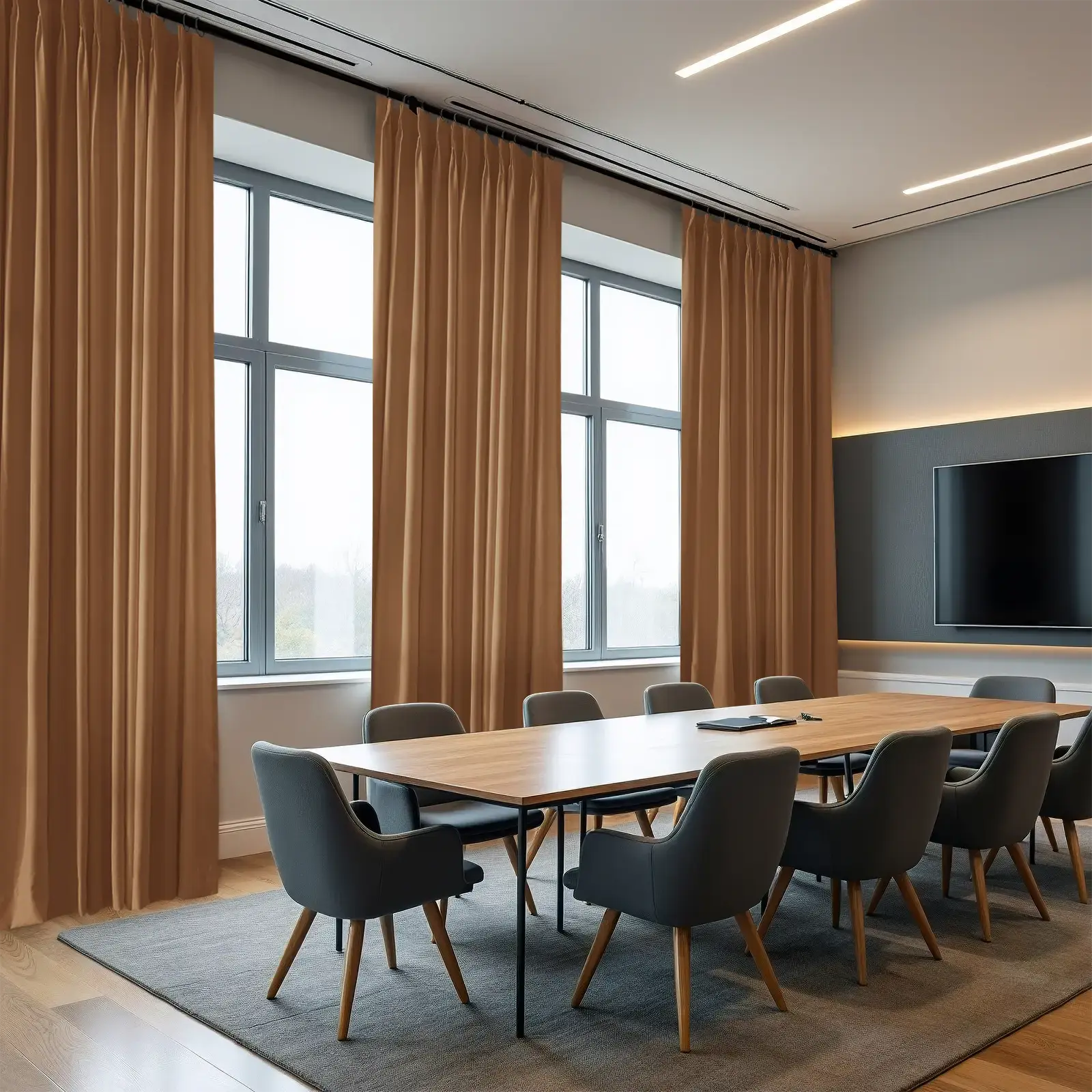 Flame Retardant Pleated Curtains - Fireproof & Heat Resistant for Home Safety - Perfect for Living Room, Bedroom & Office Decor