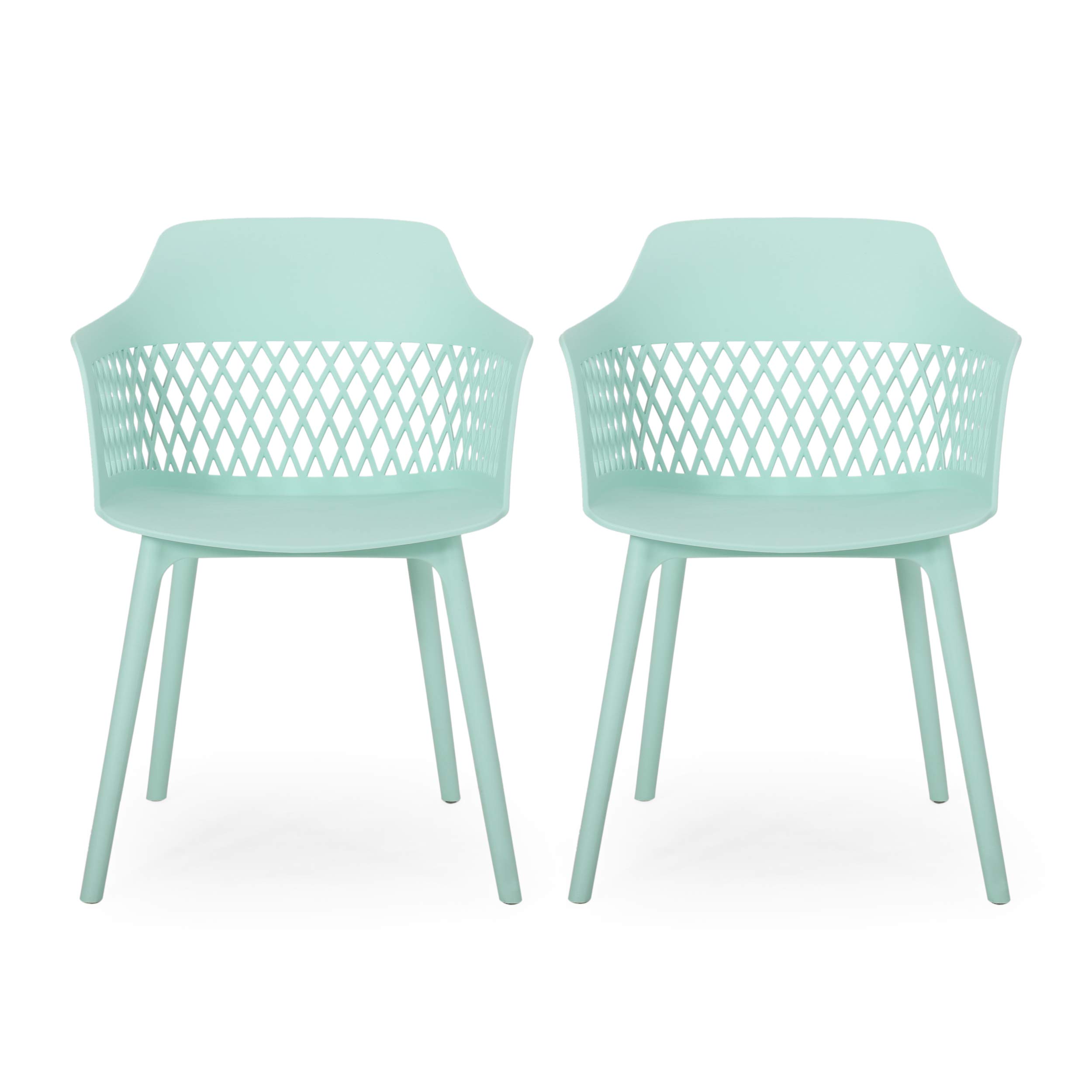 Christopher Knight Home Madeline Outdoor Dining Chair Set of 2 - Mint Green Patio Furniture for Garden, Poolside, Backyard & Restaurant Use