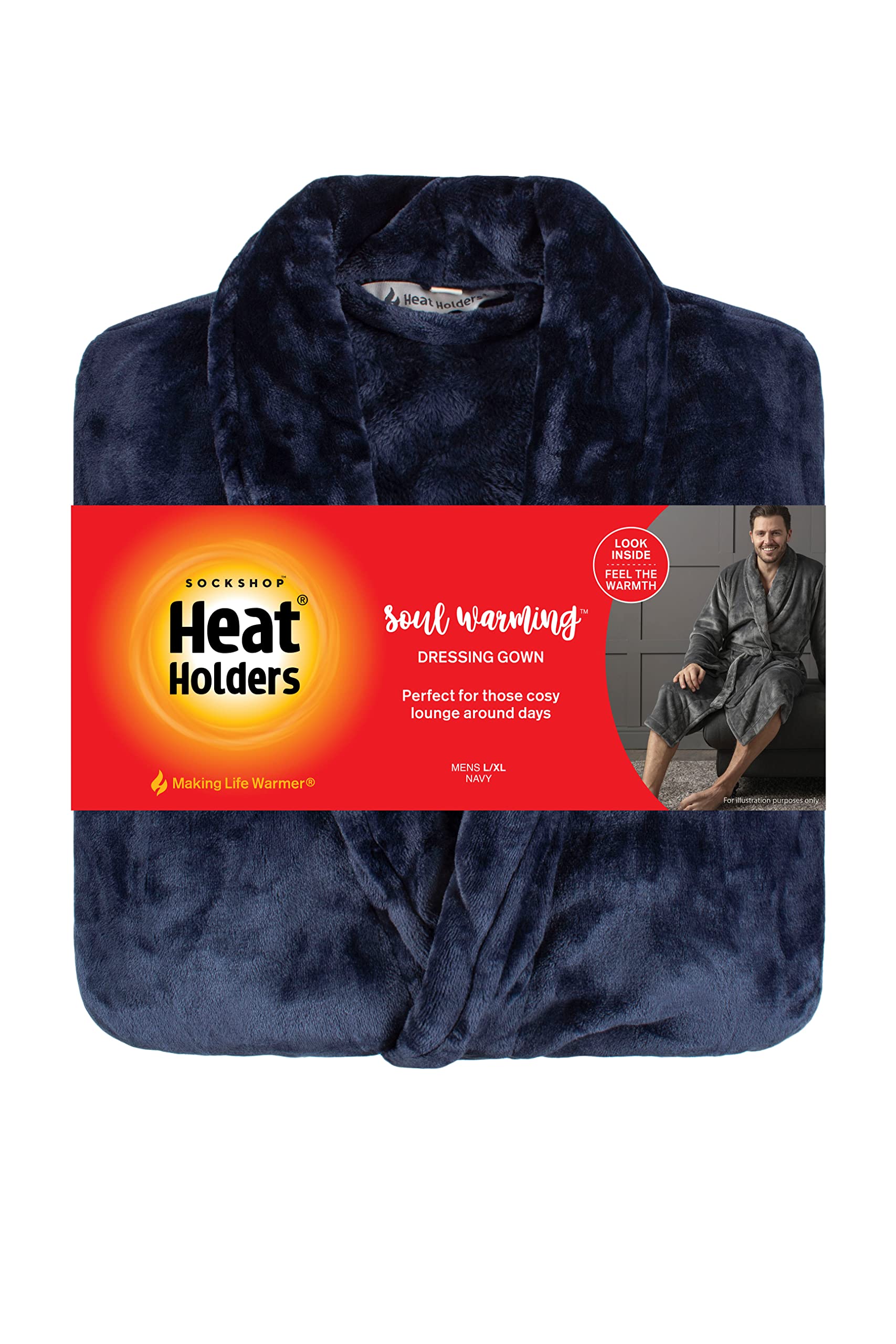 Heat Holders SockShop Men's Fleece Dressing Gown - Ultra Warm & Soft Bathrobe for Winter - Perfect for Lounging at Home & Spa Relaxation