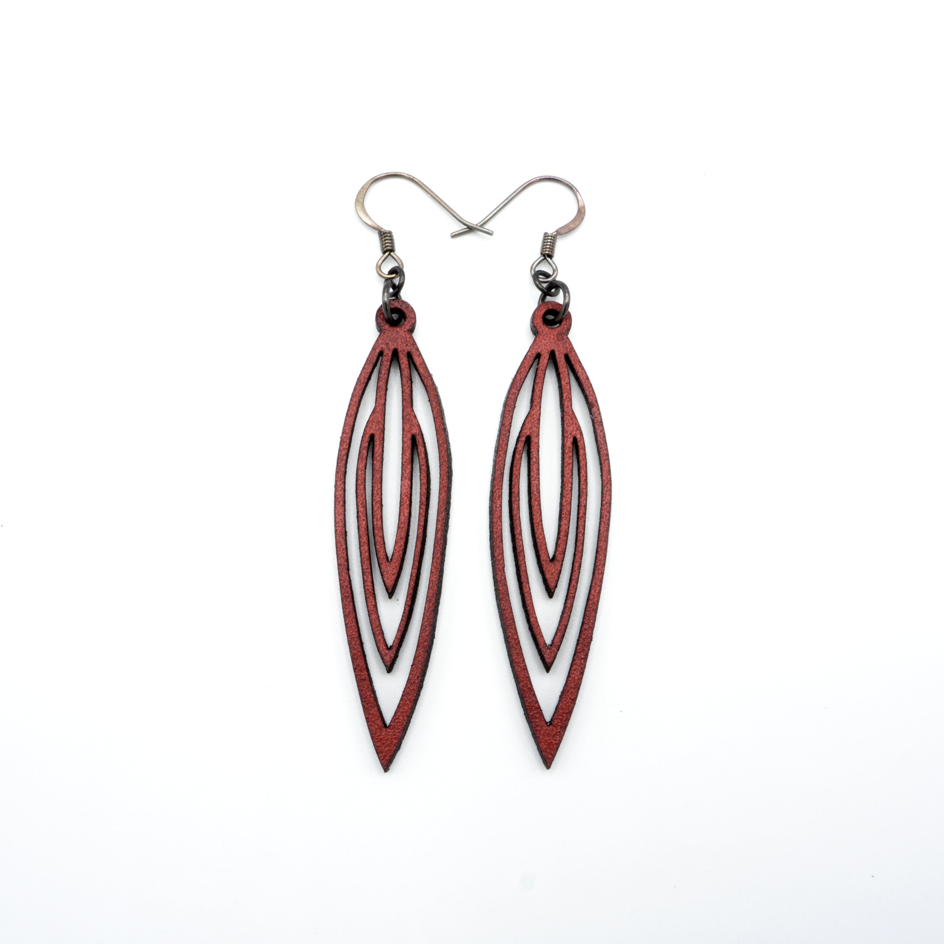 Totem 01 [S] - Handmade Red Leather Earrings for Women | Boho Chic Statement Jewelry | Perfect for Festivals, Parties & Everyday Wear