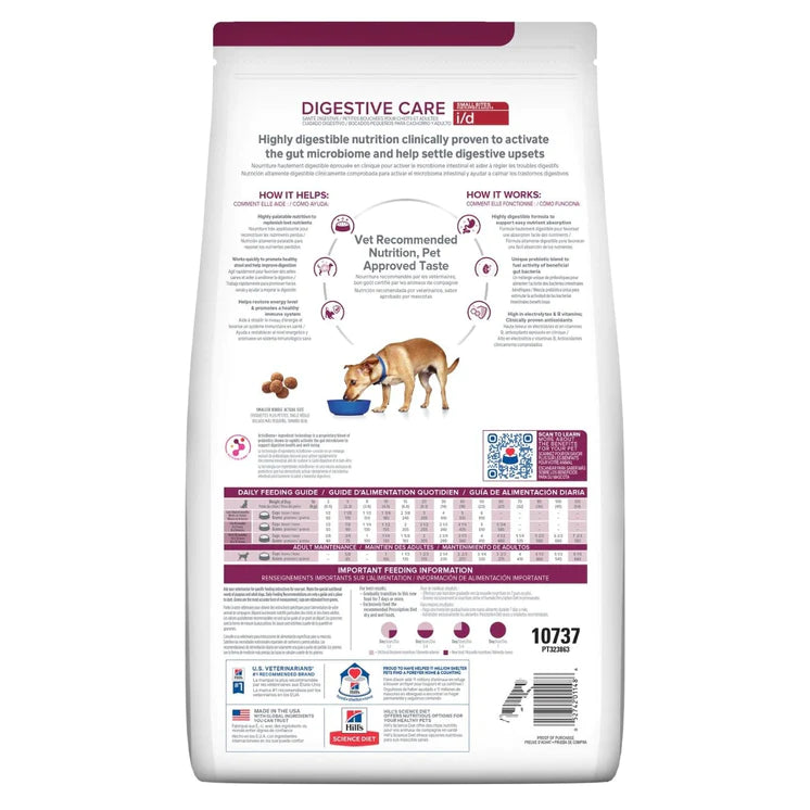 Hill's Science Diet Canine I/D Digestive Care Dry Dog Food - Vet Recommended for Sensitive Stomach & Diarrhea Relief - Perfect for Dogs with Digestive Issues or Post-Surgery Recovery