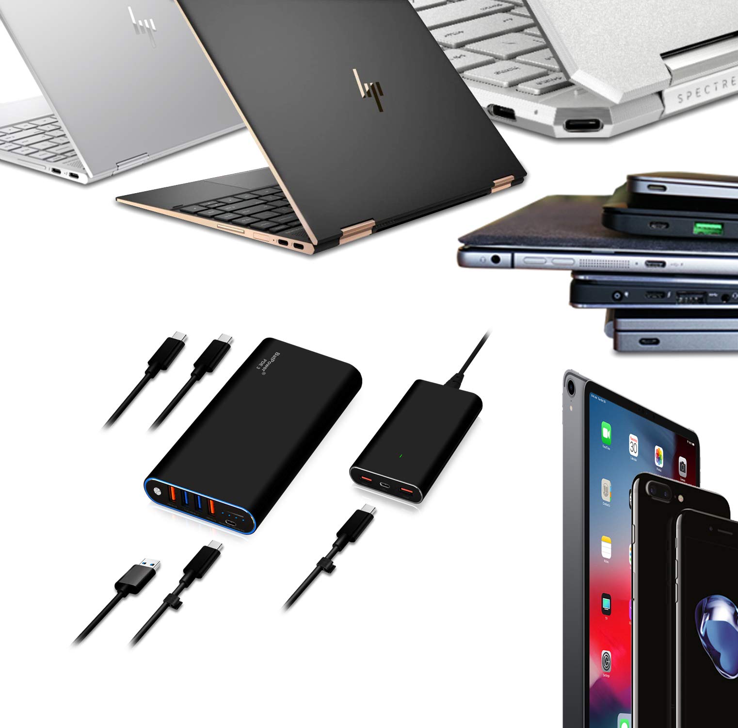 BatPower 98Wh High-Speed PD USB-C Laptop Power Bank - 120W Portable Charger for HP Spectre X360, Dell XPS, Razer Blade Stealth & MacBook - External Battery with Slim 120W PD Adapter for Travel, Work & Outdoor Use