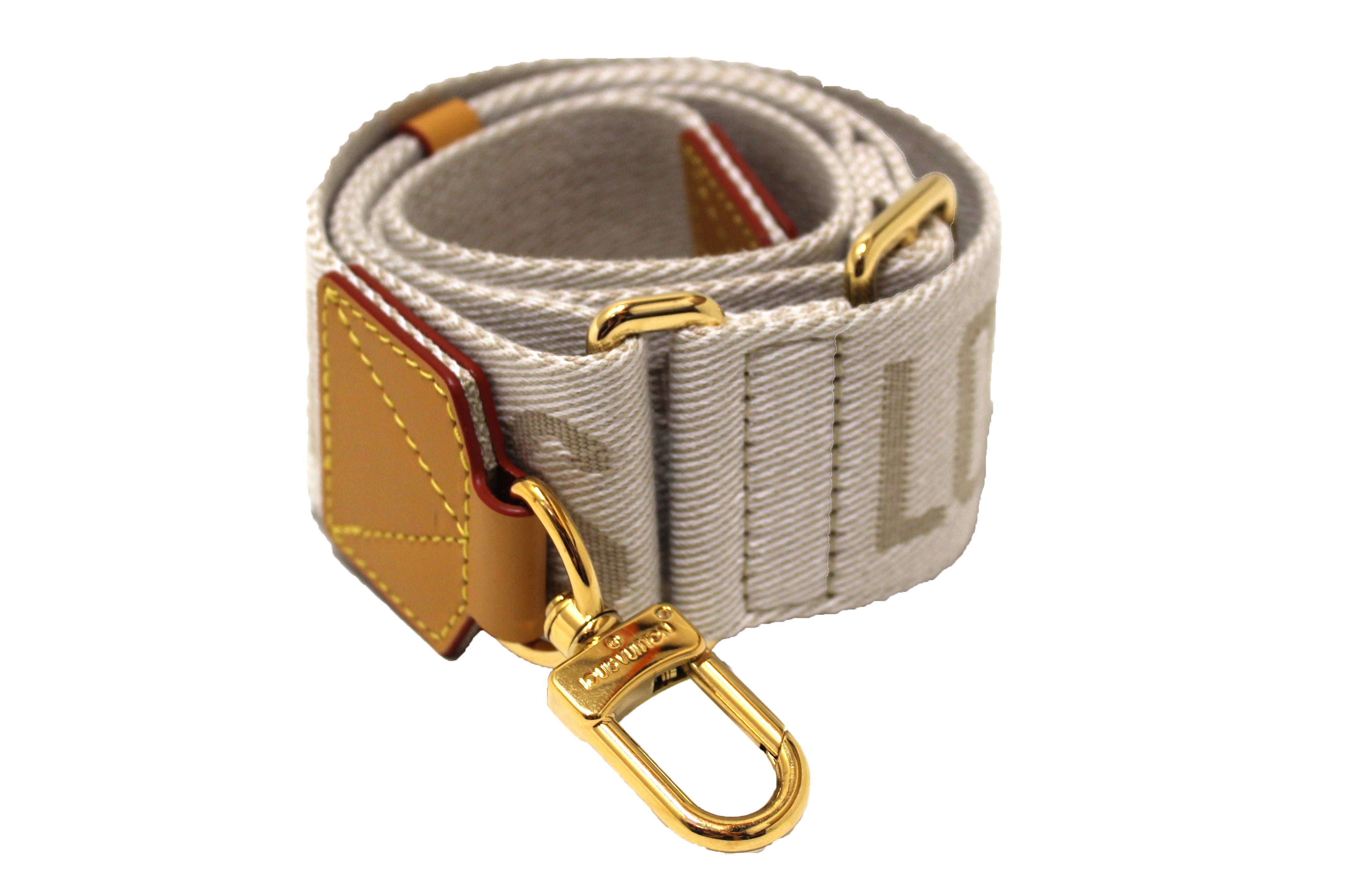 Authentic Louis Vuitton Beige Nylon Adjustable Crossbody Strap - Sporty Luxury Bag Accessory for Travel, Gym & Everyday Use