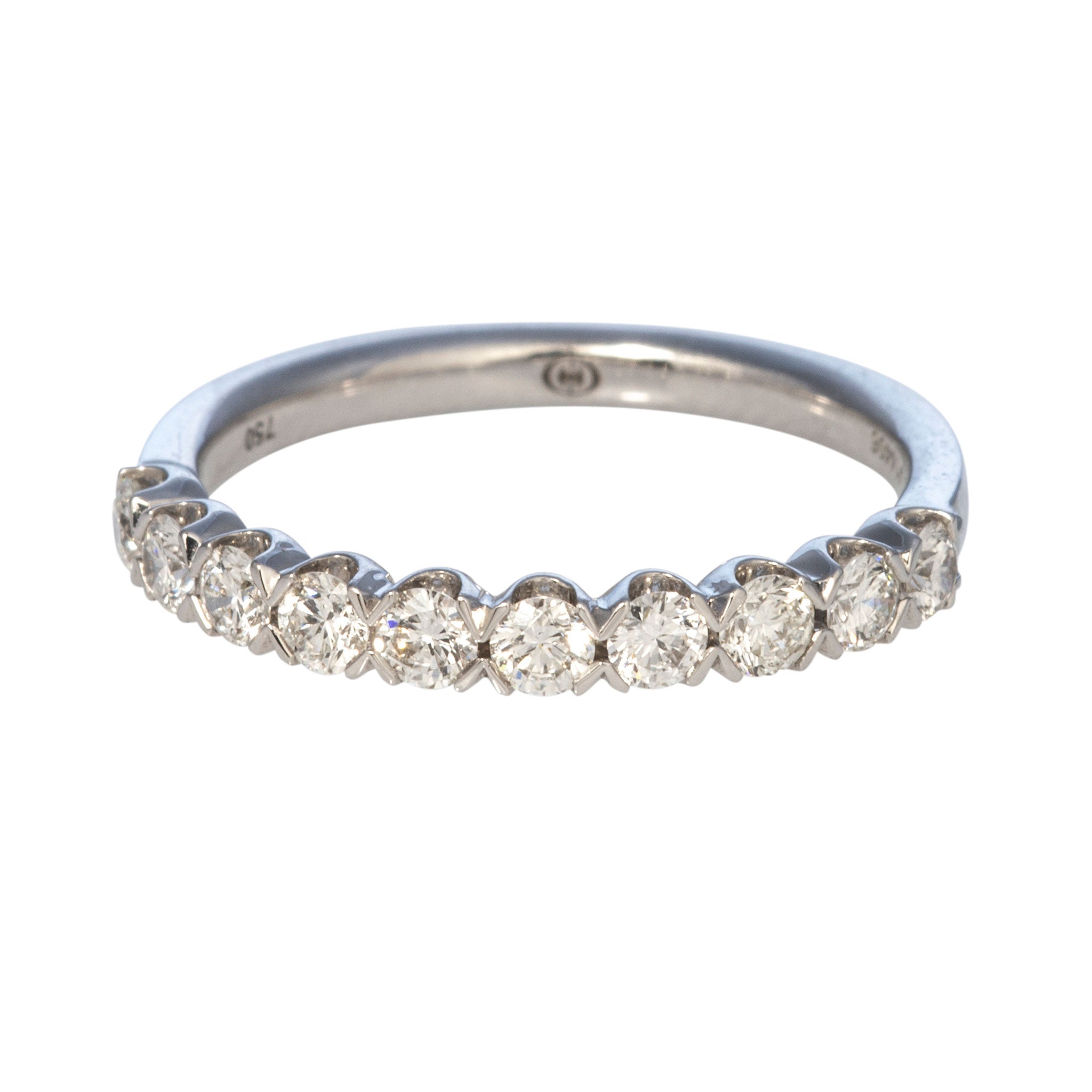 0.55 Carat Round Diamond 18K White Gold Half Eternity Band Ring - Perfect for Weddings, Anniversaries & Special Occasions