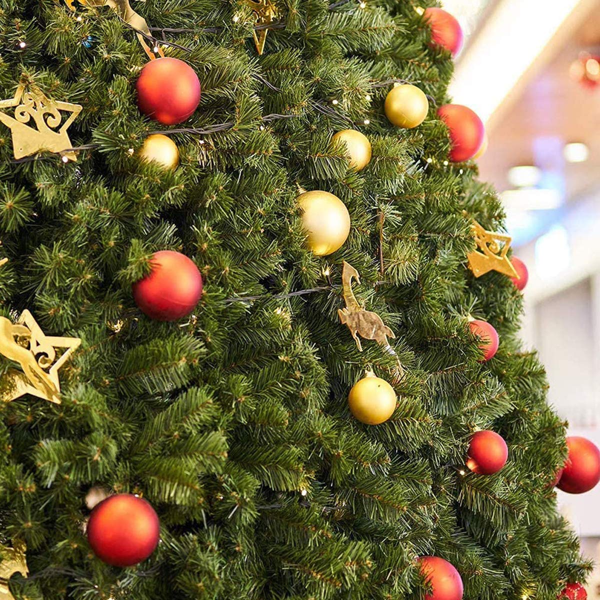 Festive Christmas Tree Ornaments - 36 Pack Red Hanging Balls (4cm/1.5