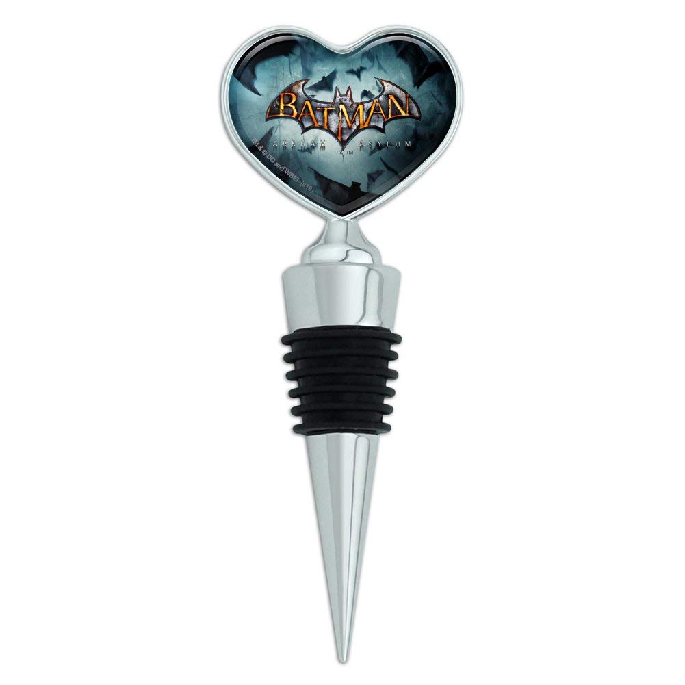 Batman Arkham Asylum Wine Bottle Stopper - Heart Logo Video Game Collectible for DC Comics Fans - Perfect for Wine Lovers & Gaming Enthusiasts at Parties, Home Bars & Geek Decor