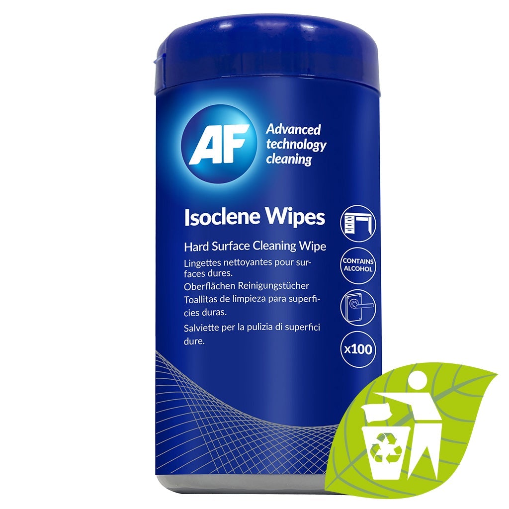AF Isoclene Antibacterial Office Wipes - 100 Count Tub | Disinfecting Wipes for Desks, Keyboards & Office Equipment | Kills 99.9% Germs & Bacteria